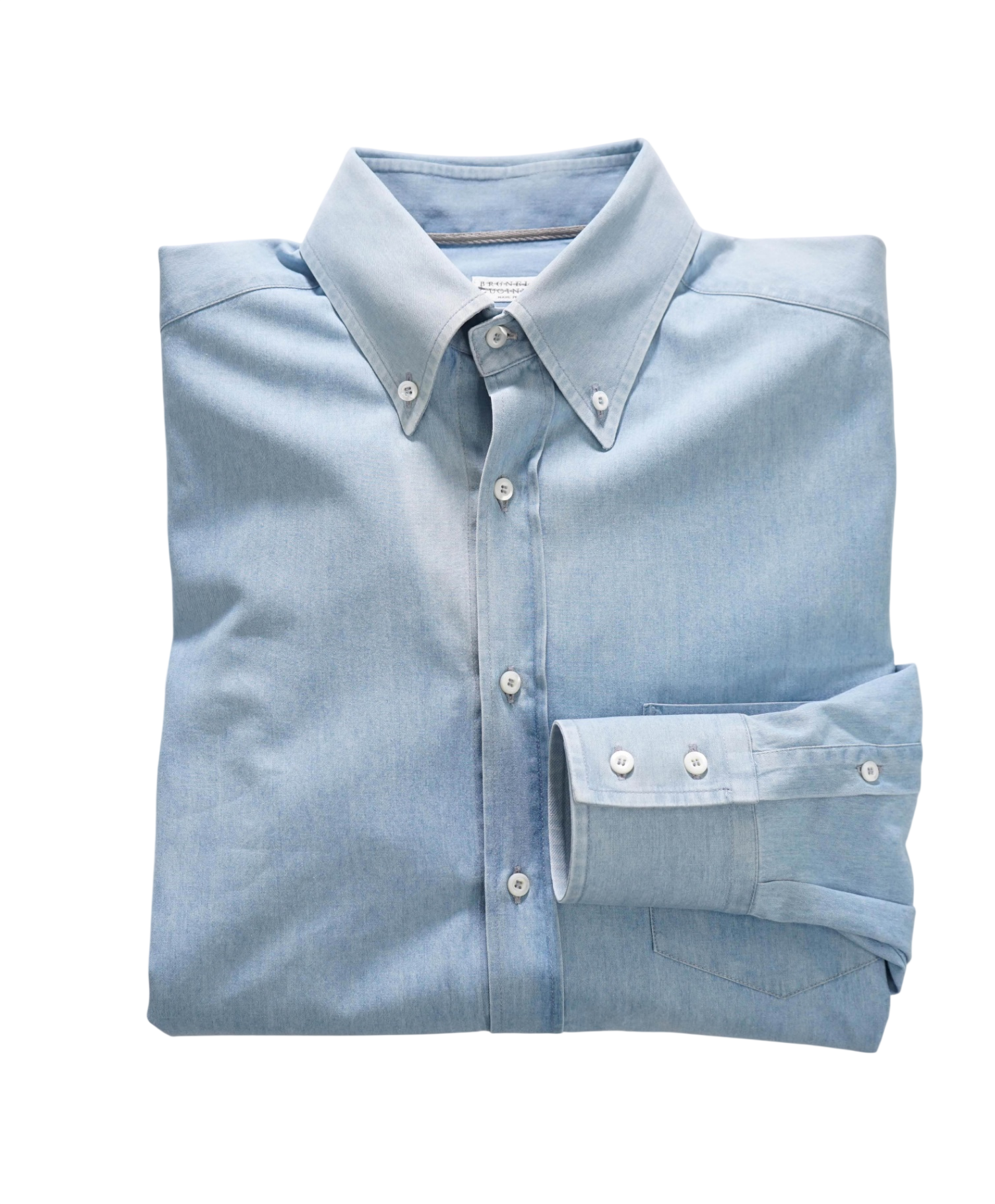 $830 BRUNELLO CUCINELLI - Washed Denim Light Blue Shirt - S