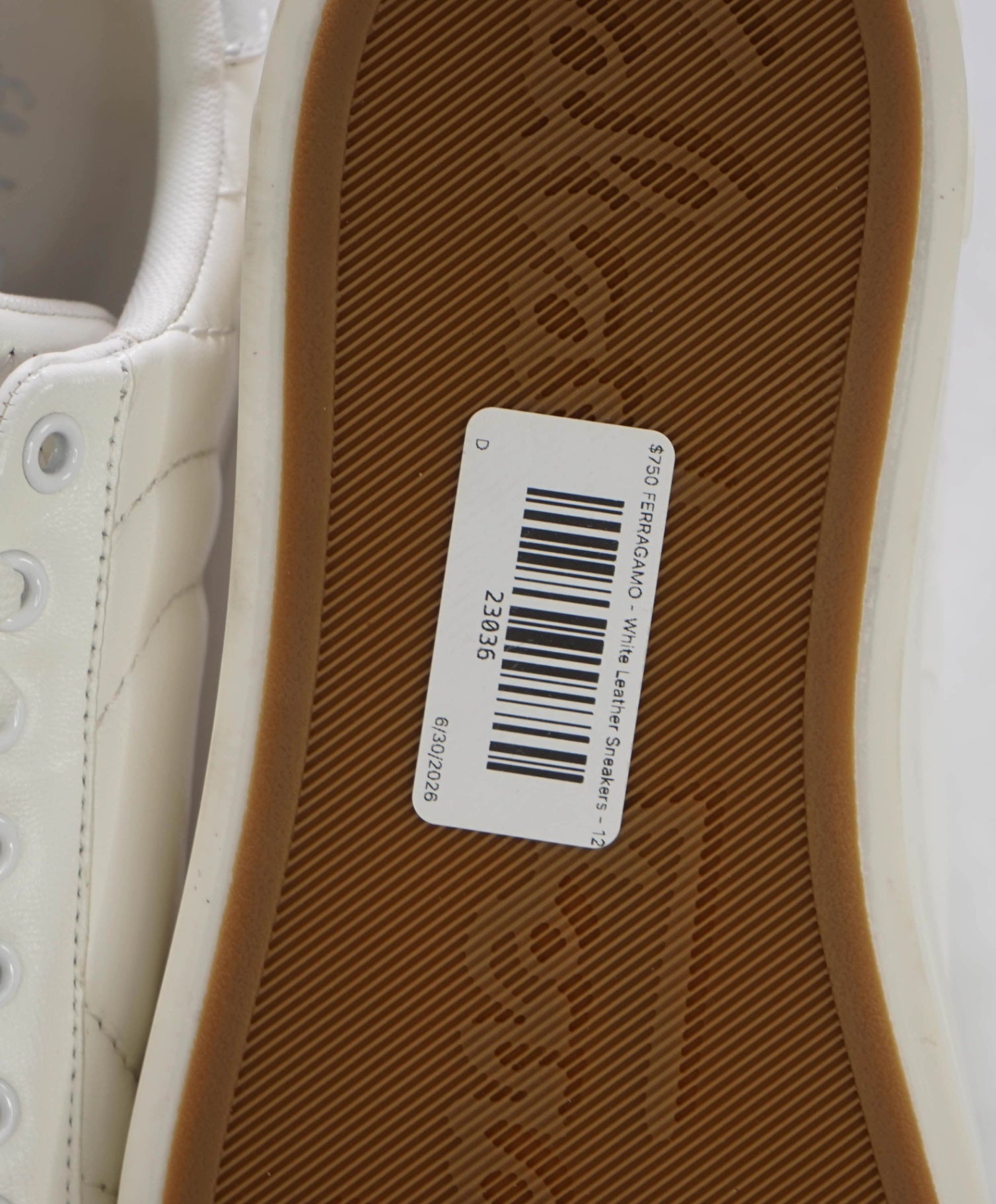 $750 FERRAGAMO - White Leather Sneakers - 12 M