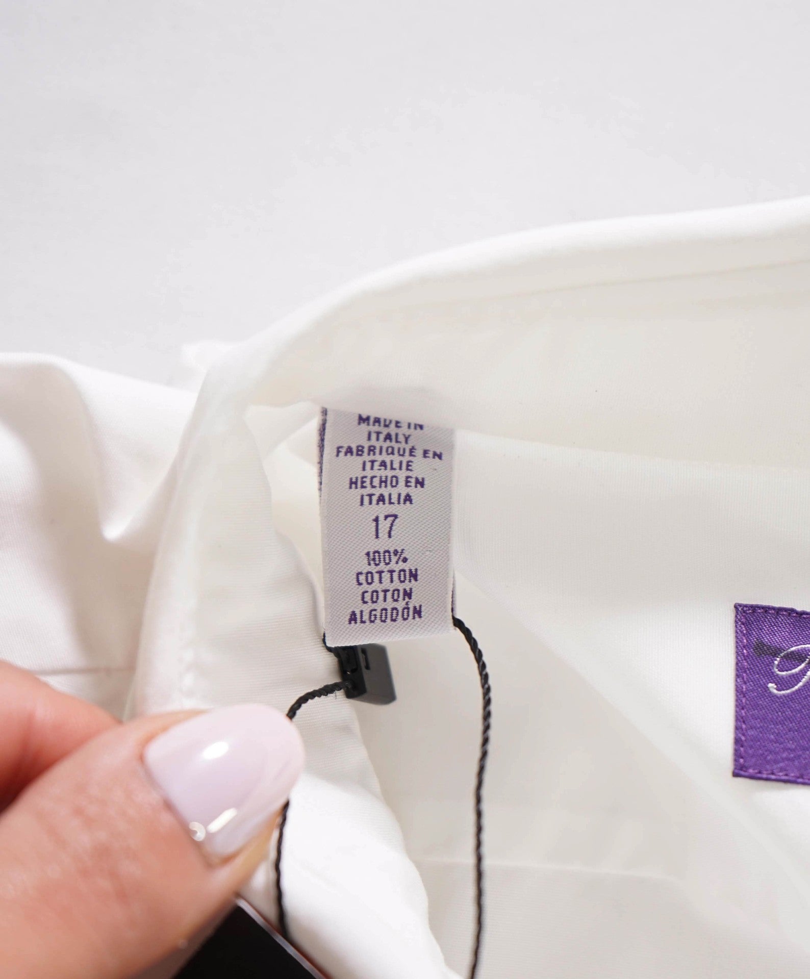 $595 RALPH LAUREN PURPLE LABEL - White Tuxedo Shirt - 16.5