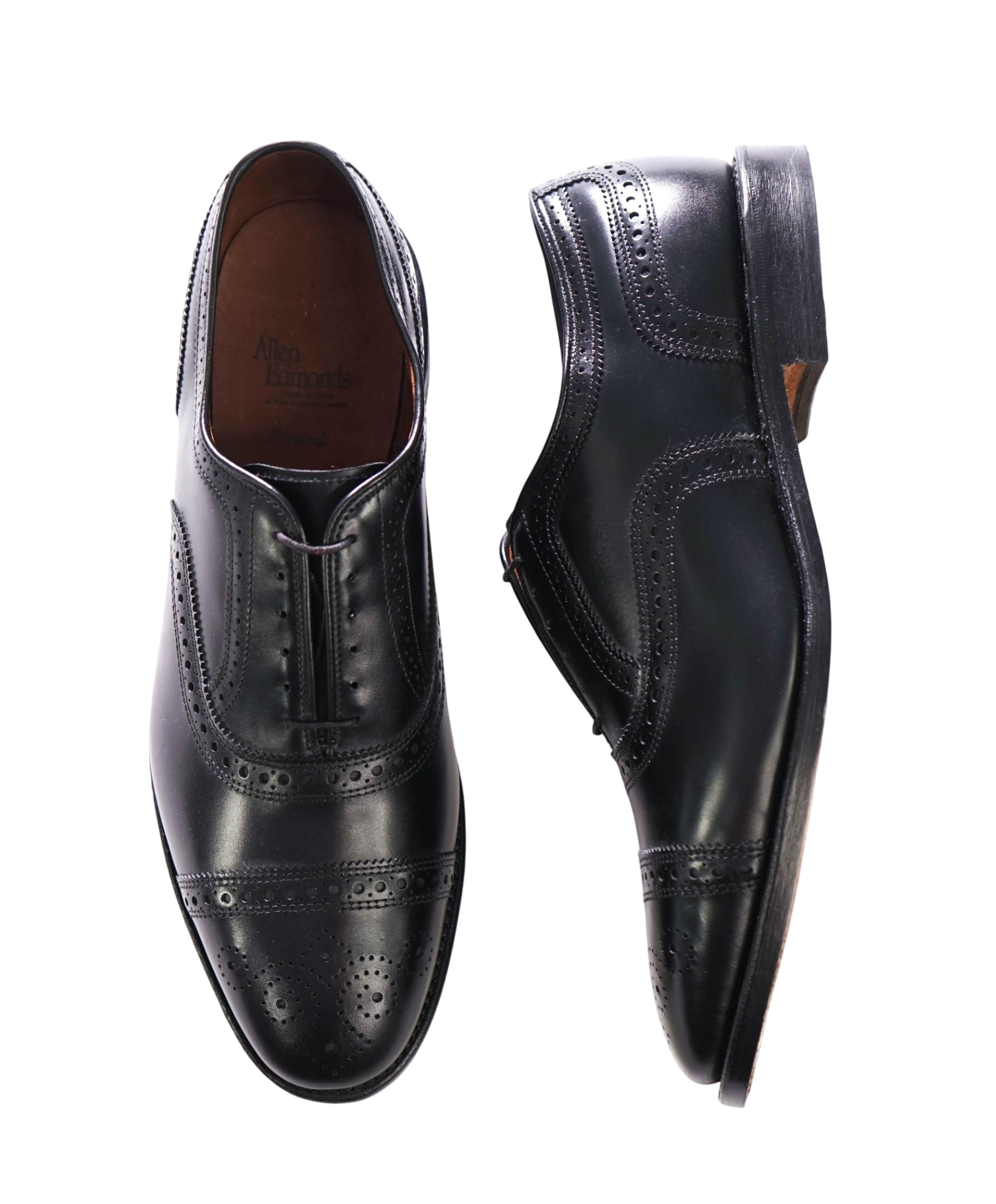 $450 ALLEN EDMONDS - Black Leather Oxfords - 11