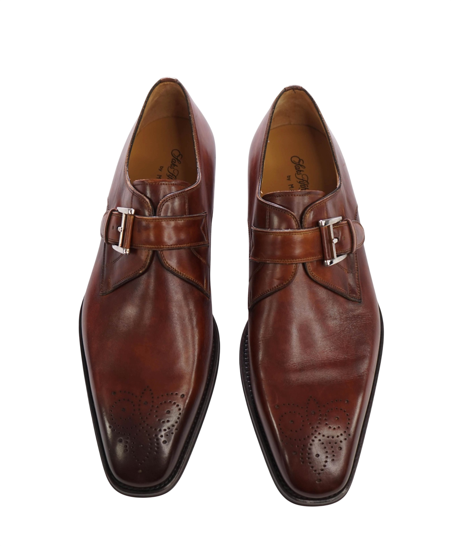 $500 MAGNANNI - Brown Leather Single Monk - 11.5 M