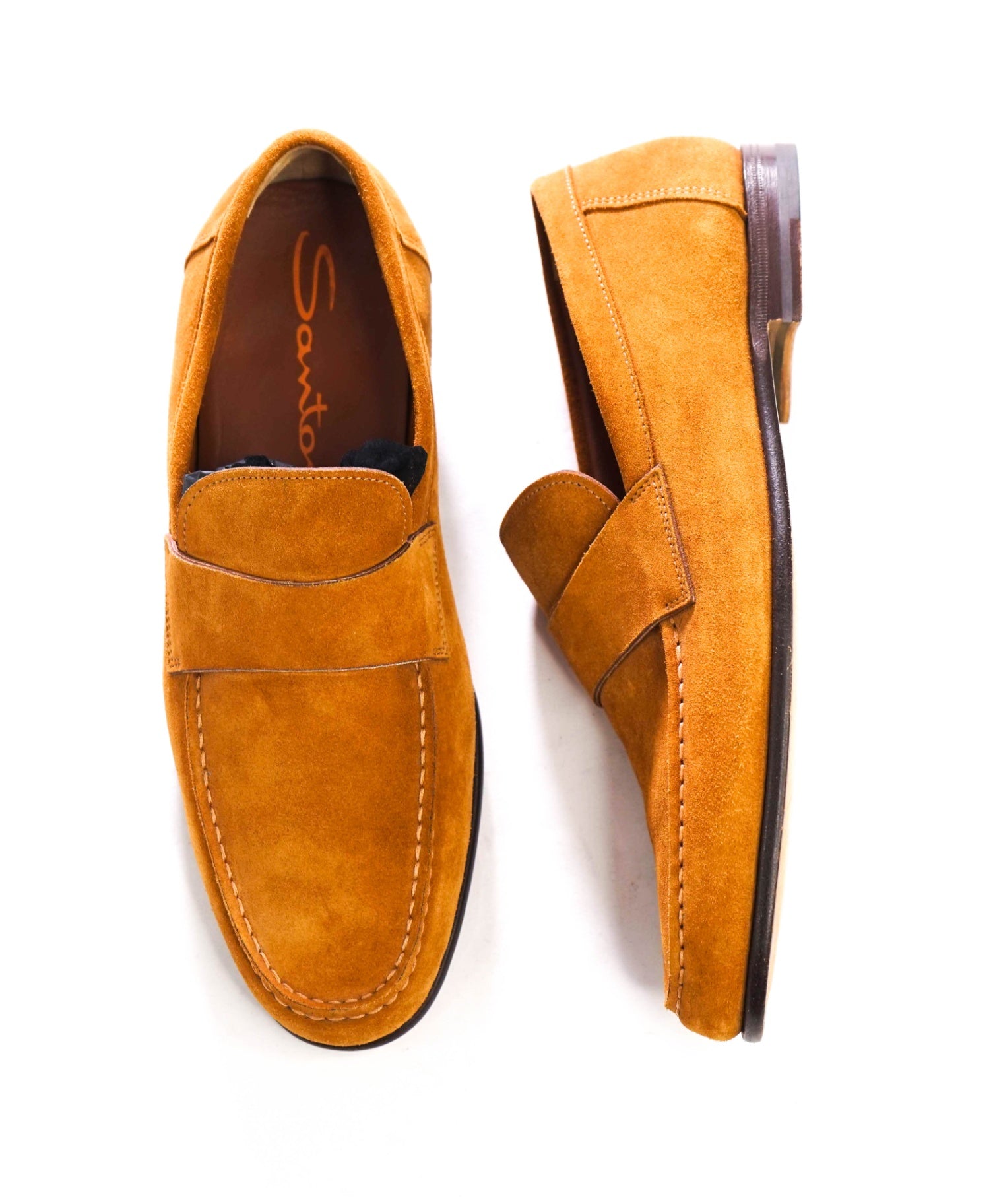 $1,090 SANTONI - Brown "GOODYEAR" Loafers - US 9.5 (8.5UK)