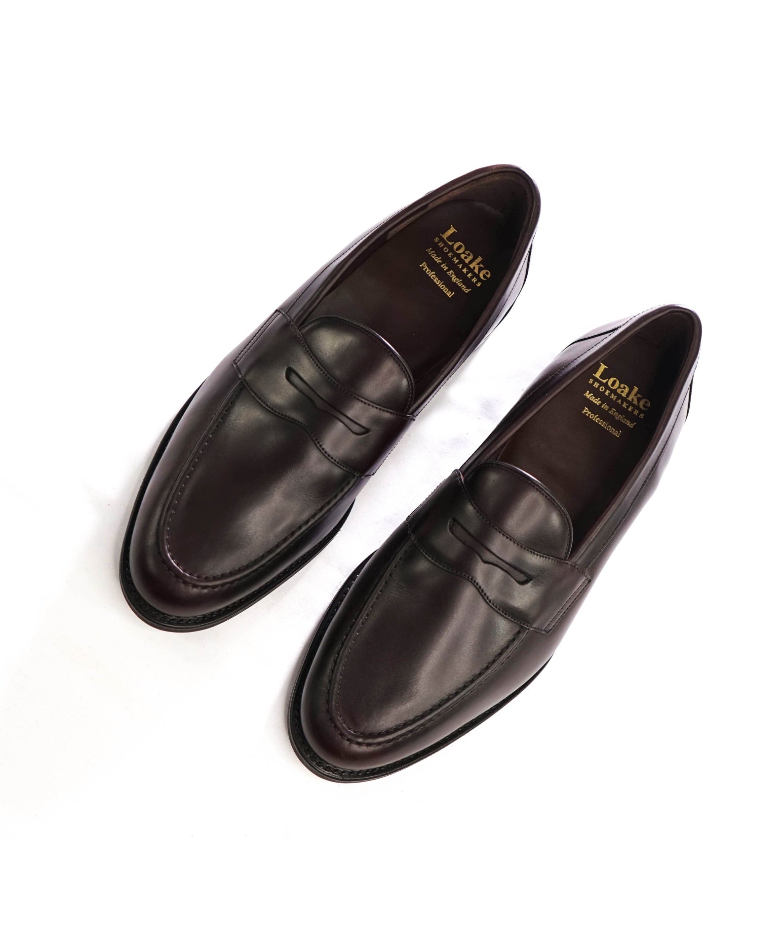 $450 LOAKE - Brown Leather Penny Loafers - US 12 (11UK)