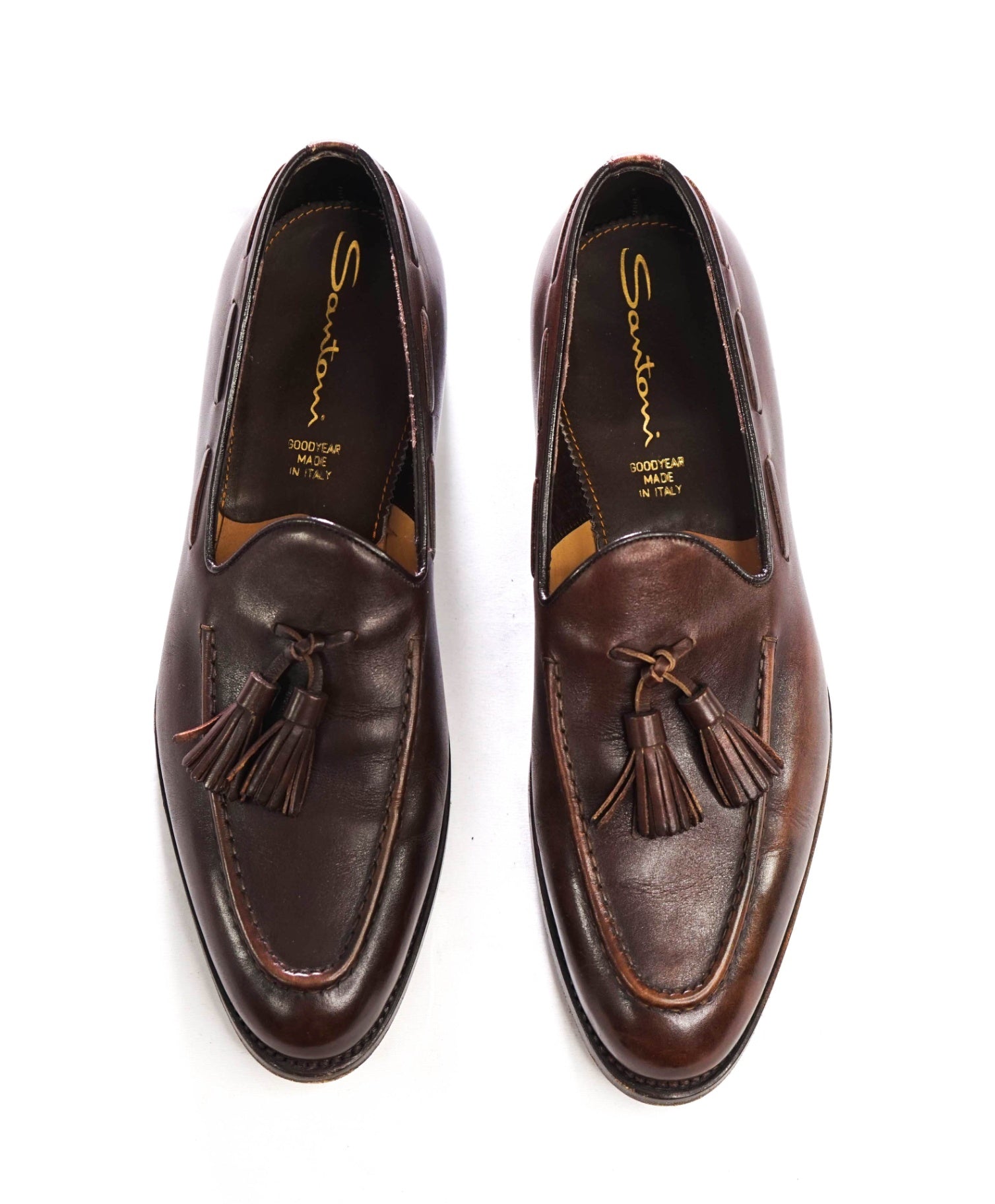 $1,030 SANTONI - Brown GOODYEAR Tassel Loafers - US 8.5 (7.5UK)