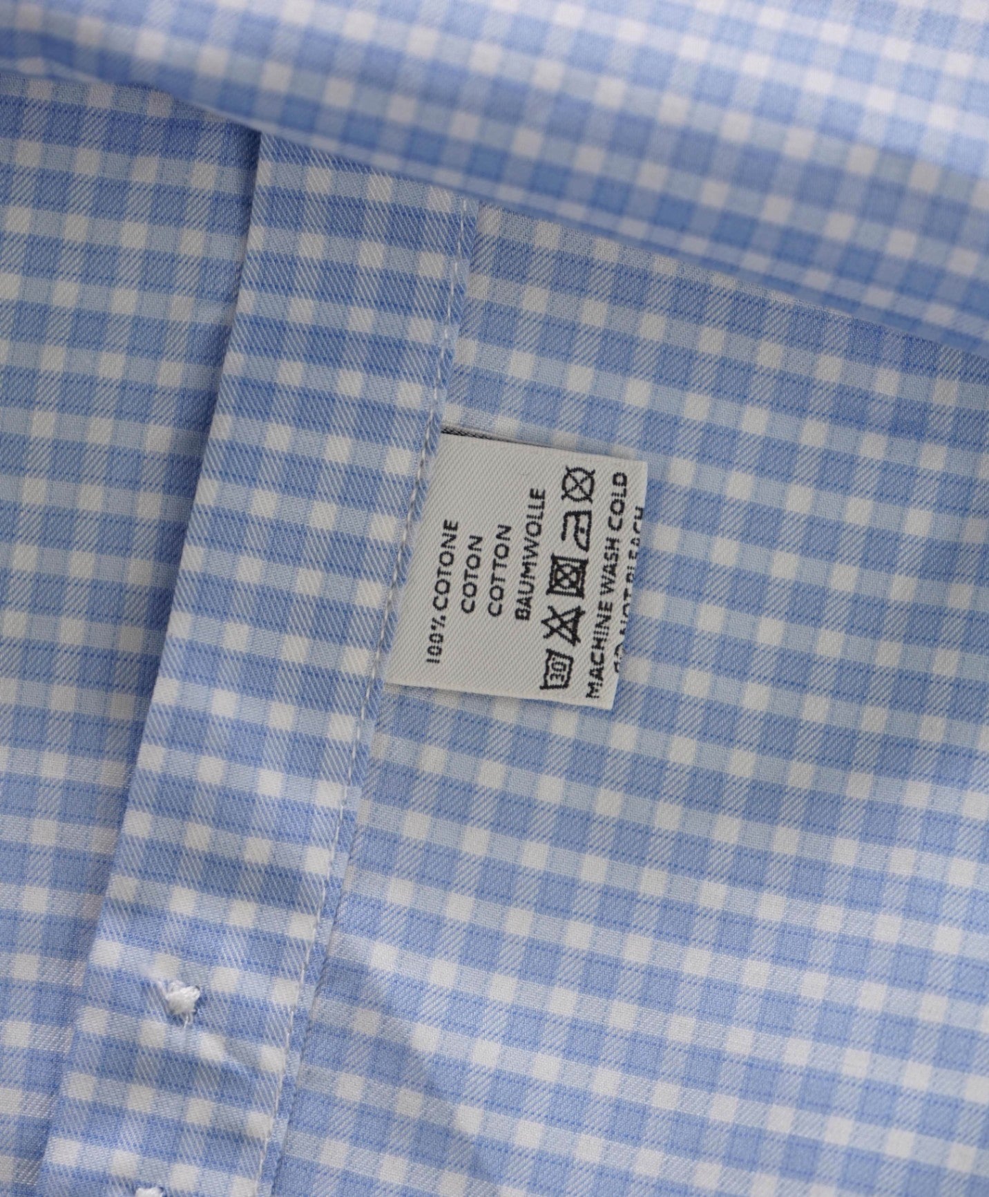 $375 CANALI - Blue Gingham Cotton Shirt - S