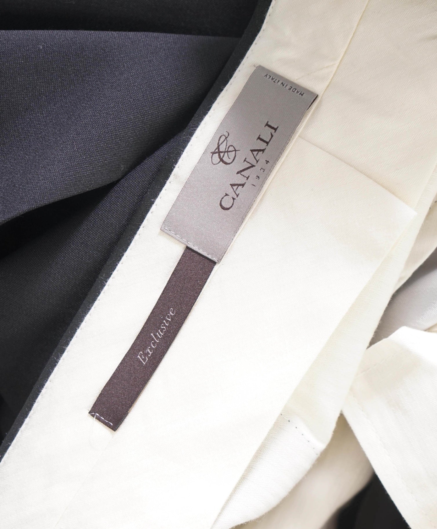 $475 CANALI *EXCLUSIVE* - Black Wool Tuxedo Pants - 36W
