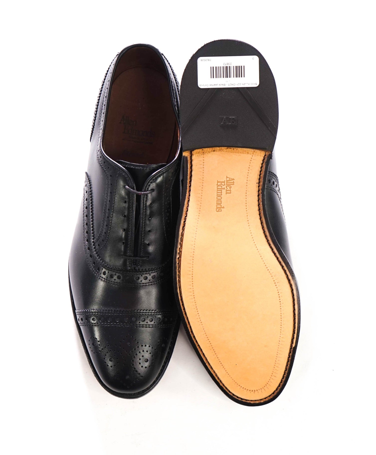 $450 ALLEN EDMONDS - Black Leather Oxfords - 11