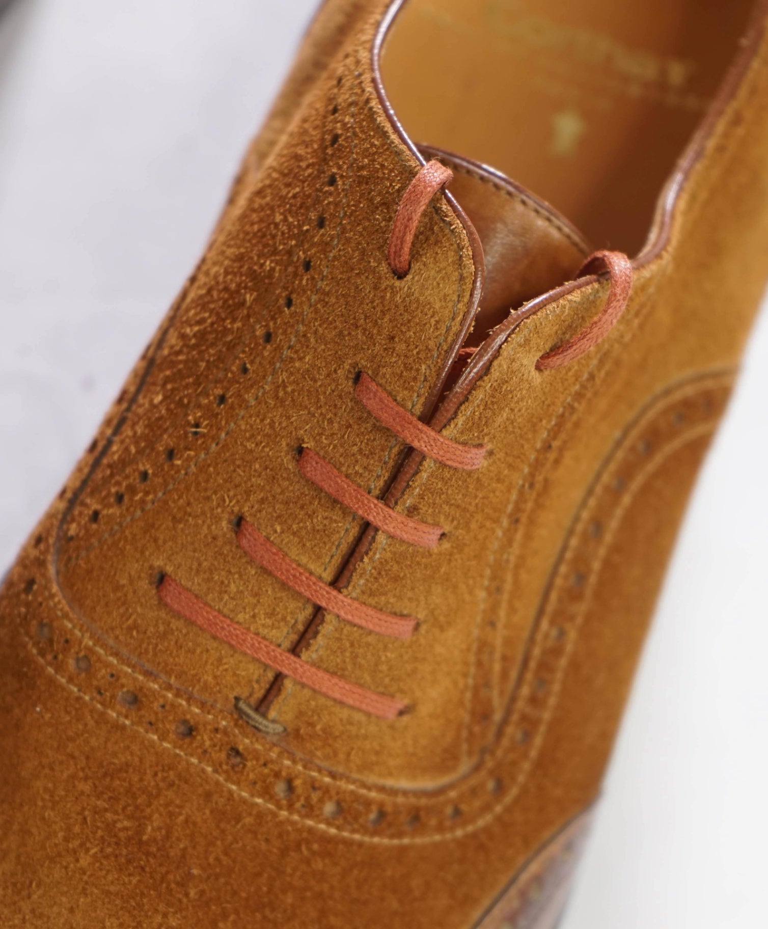 $2,580 CORTHAY - Light Brown Suede/Leather Wingtip Oxfords - 9