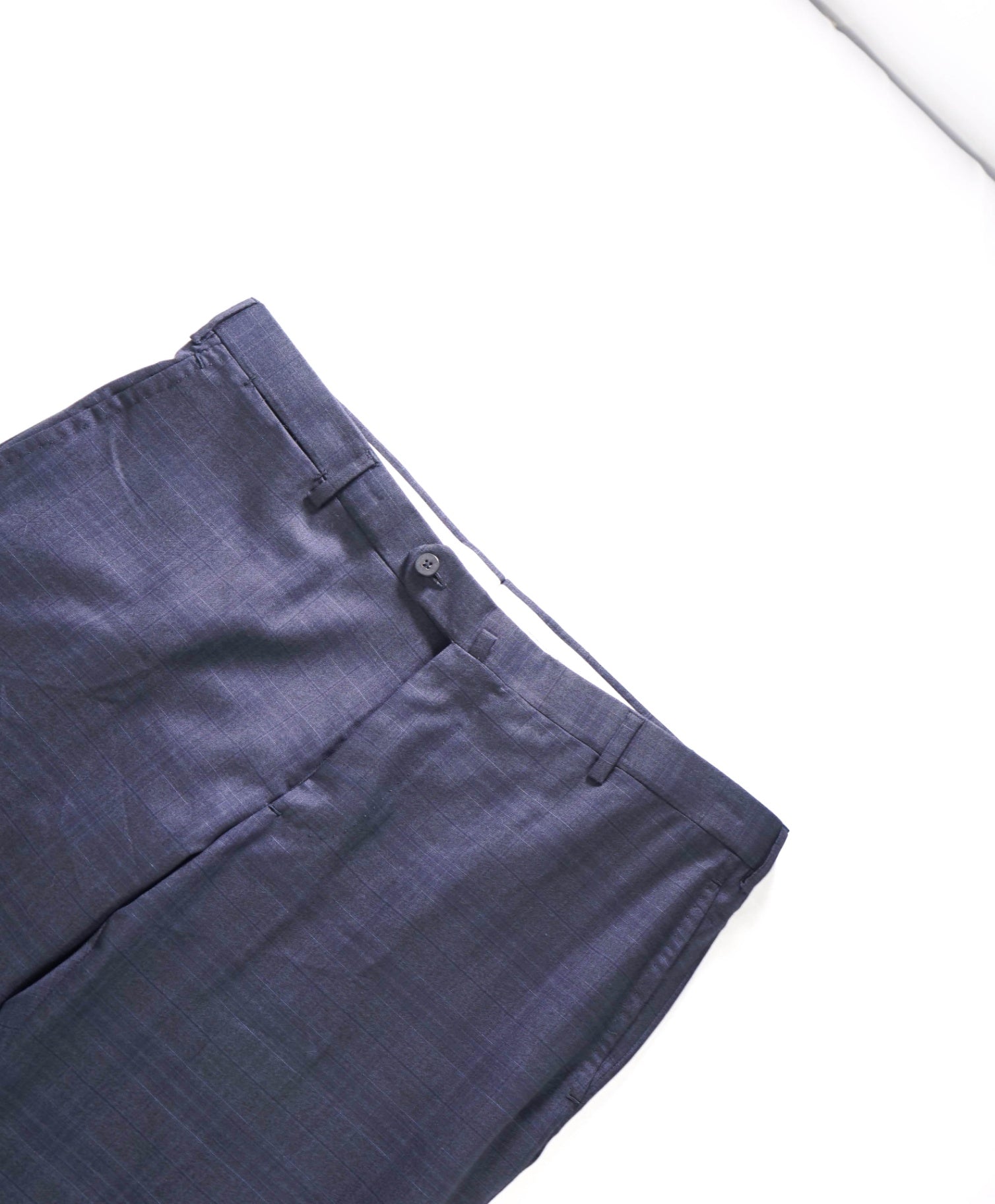 $795 ISAIA - Navy Blue Plaid Wool Pants - 38W