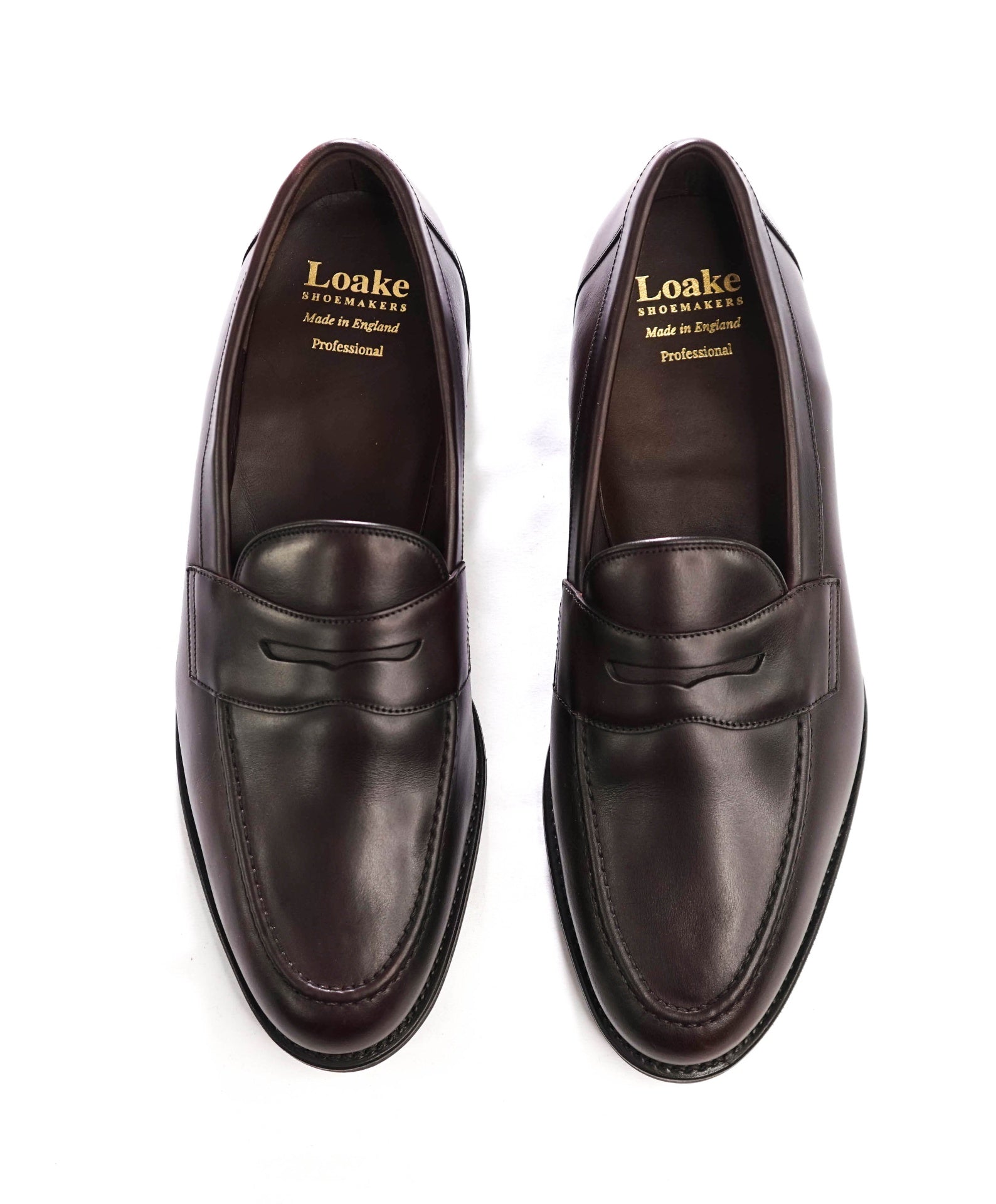 $450 LOAKE - Brown Leather Penny Loafers - US 12 (11UK)