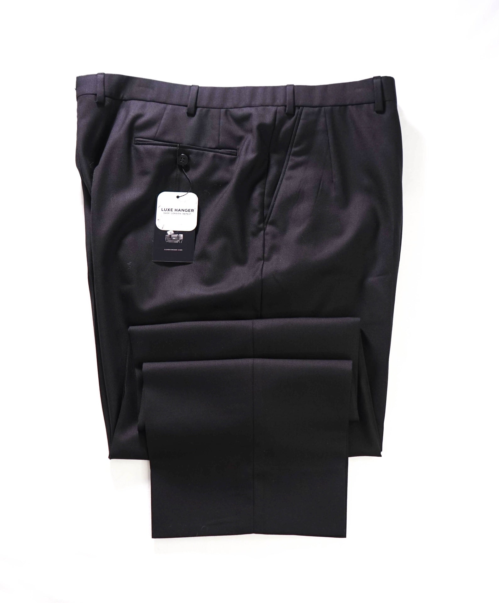 $1,295 BRIONI - Black Wool Tuxedo Pants - 41W