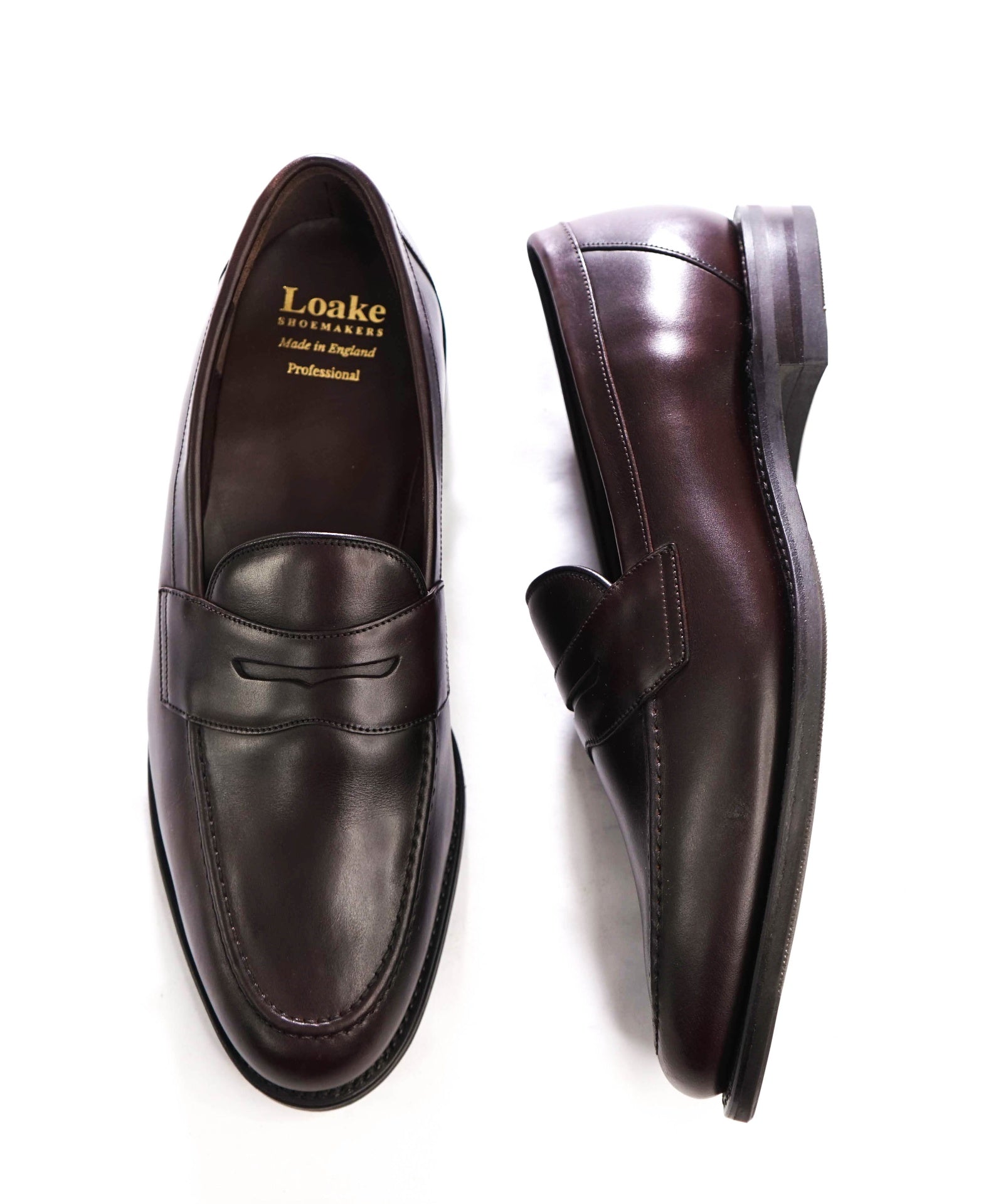 $450 LOAKE - Brown Leather Penny Loafers - US 12 (11UK)