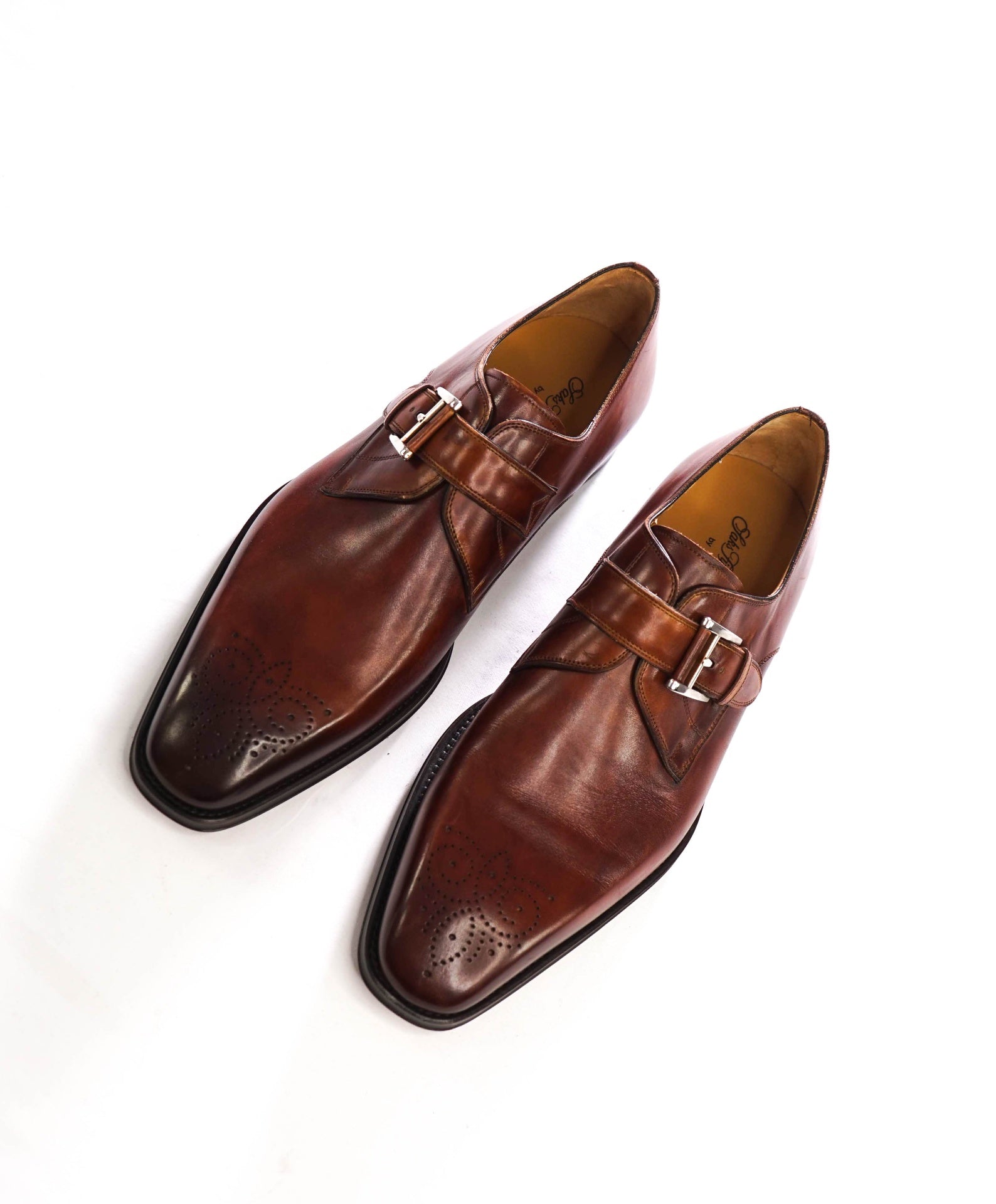 $500 MAGNANNI - Brown Leather Single Monk - 11.5 M