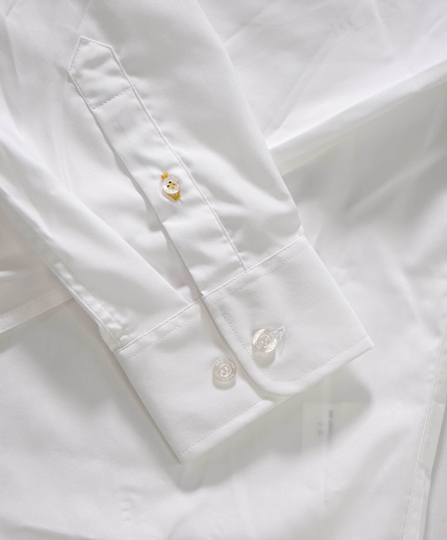 $325 BREITLING - Solid White Polyester/Cotton Dress Shirt - 14.5/15