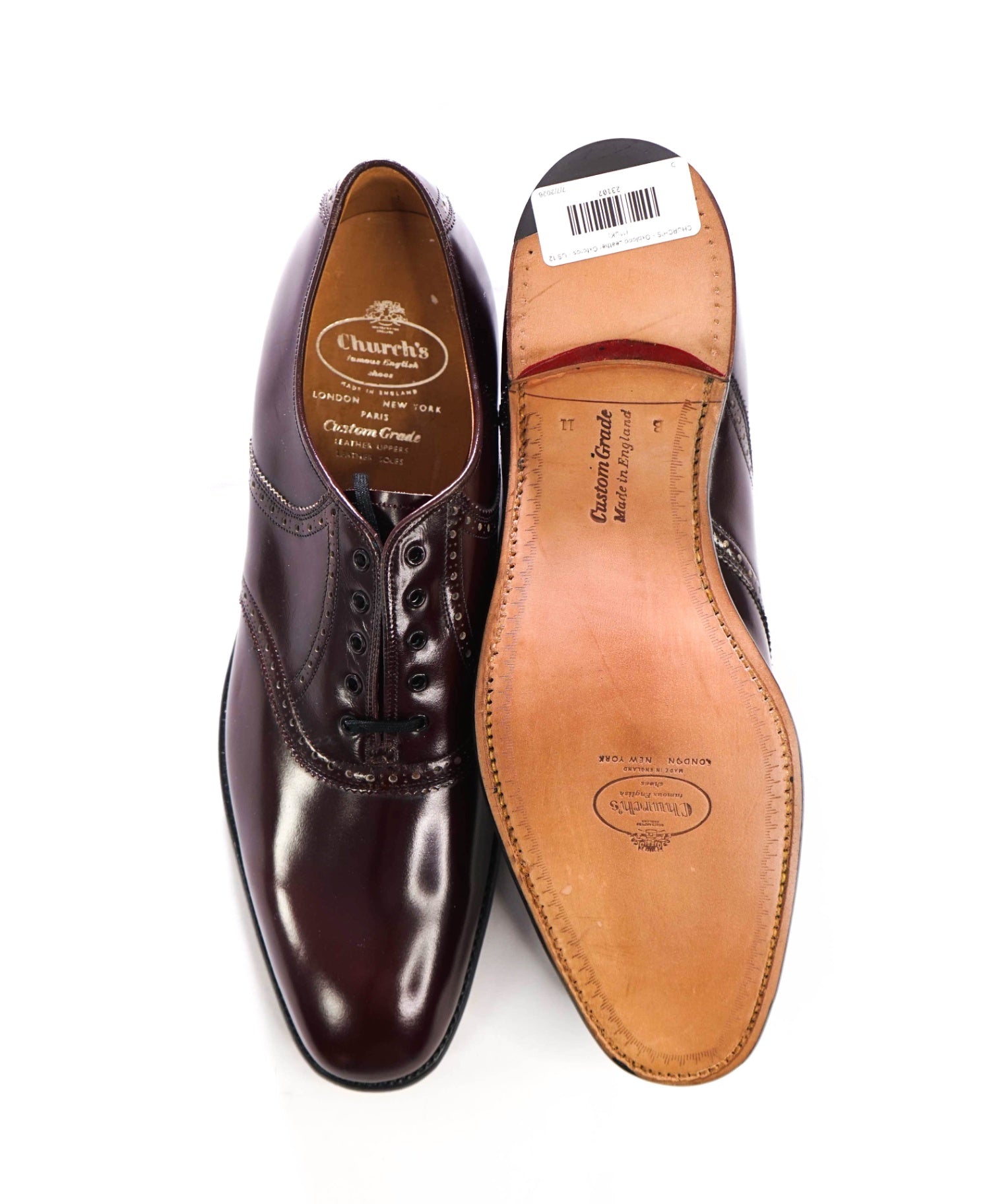 $1,370 CHURCH'S - Shell Cordovan Oxblood Oxfords - US 12 (11UK)