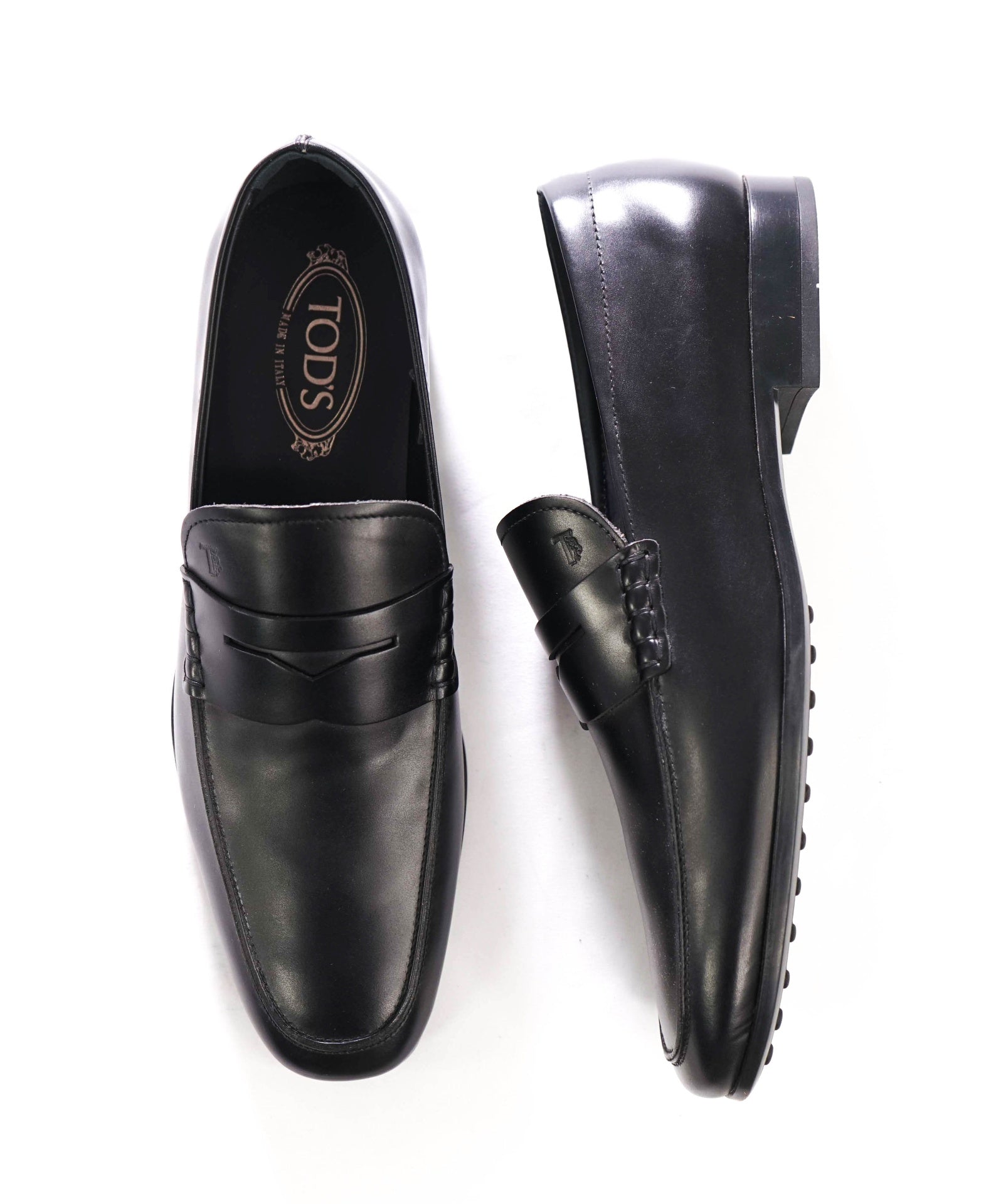 $925 TOD'S - Black Leather Penny Loafers - US 10 (9UK)