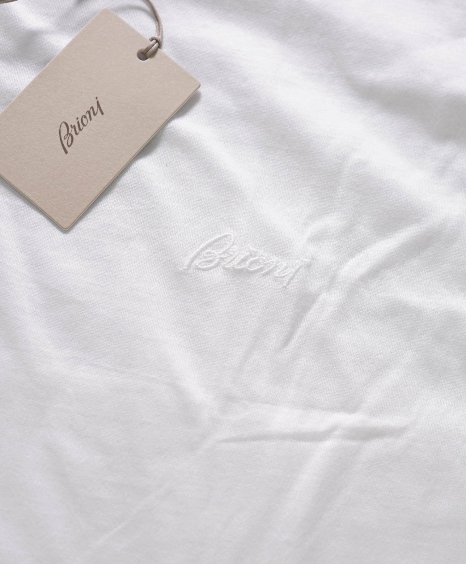 $645 BRIONI - Solid White Cotton Polo Shirt - XXL