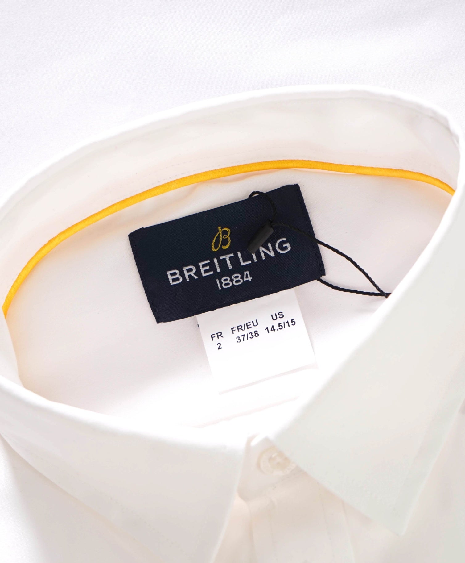 $325 BREITLING - Solid White Polyester/Cotton Dress Shirt - 14.5/15