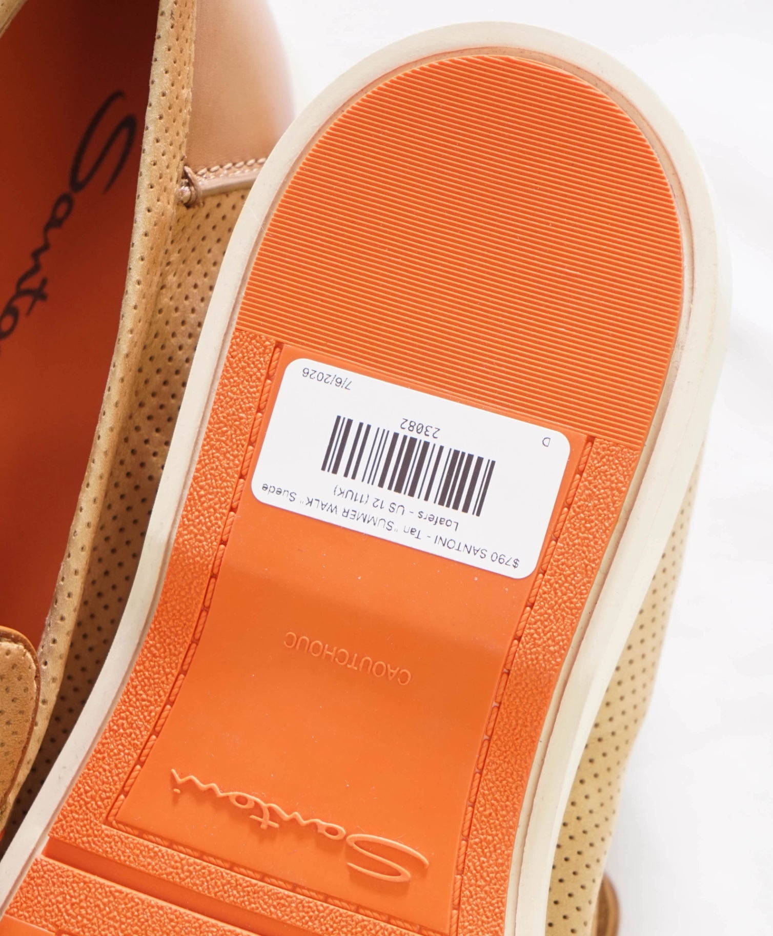 $790 SANTONI - Tan "SUMMER WALK" Suede Loafers - US 12 (11UK)
