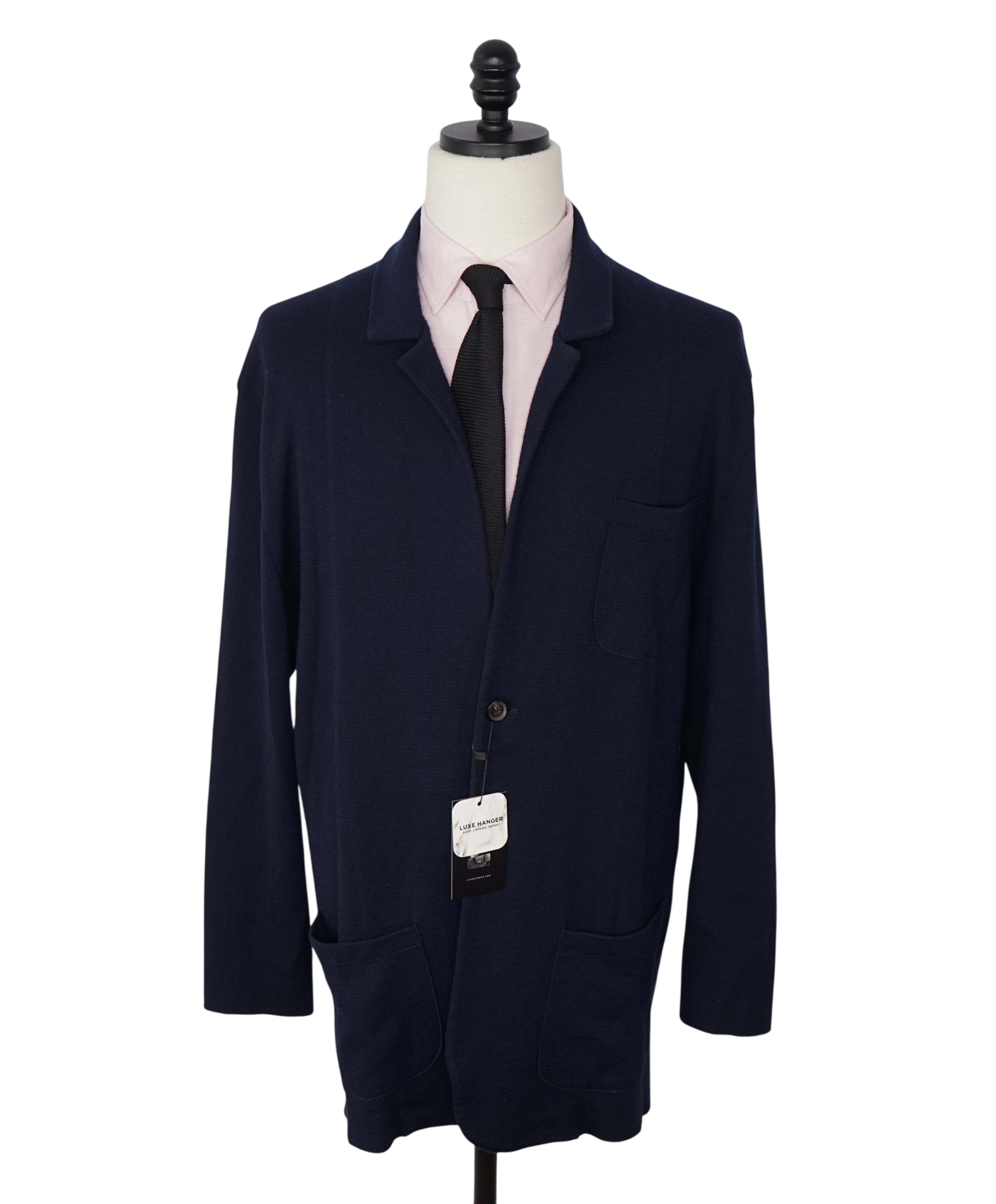 $1,595 ISAIA - Navy Blue Wool/Silk/Cashmere Sweater Blazer - 3XL