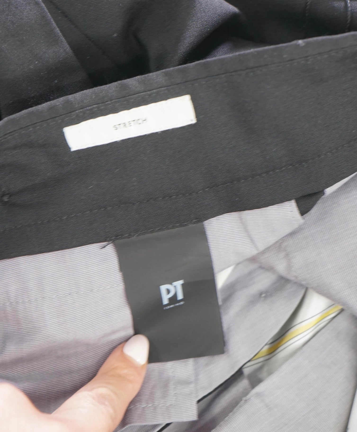 $550 PT TORINO - Solid Black Stretch Wool Pants - 36W