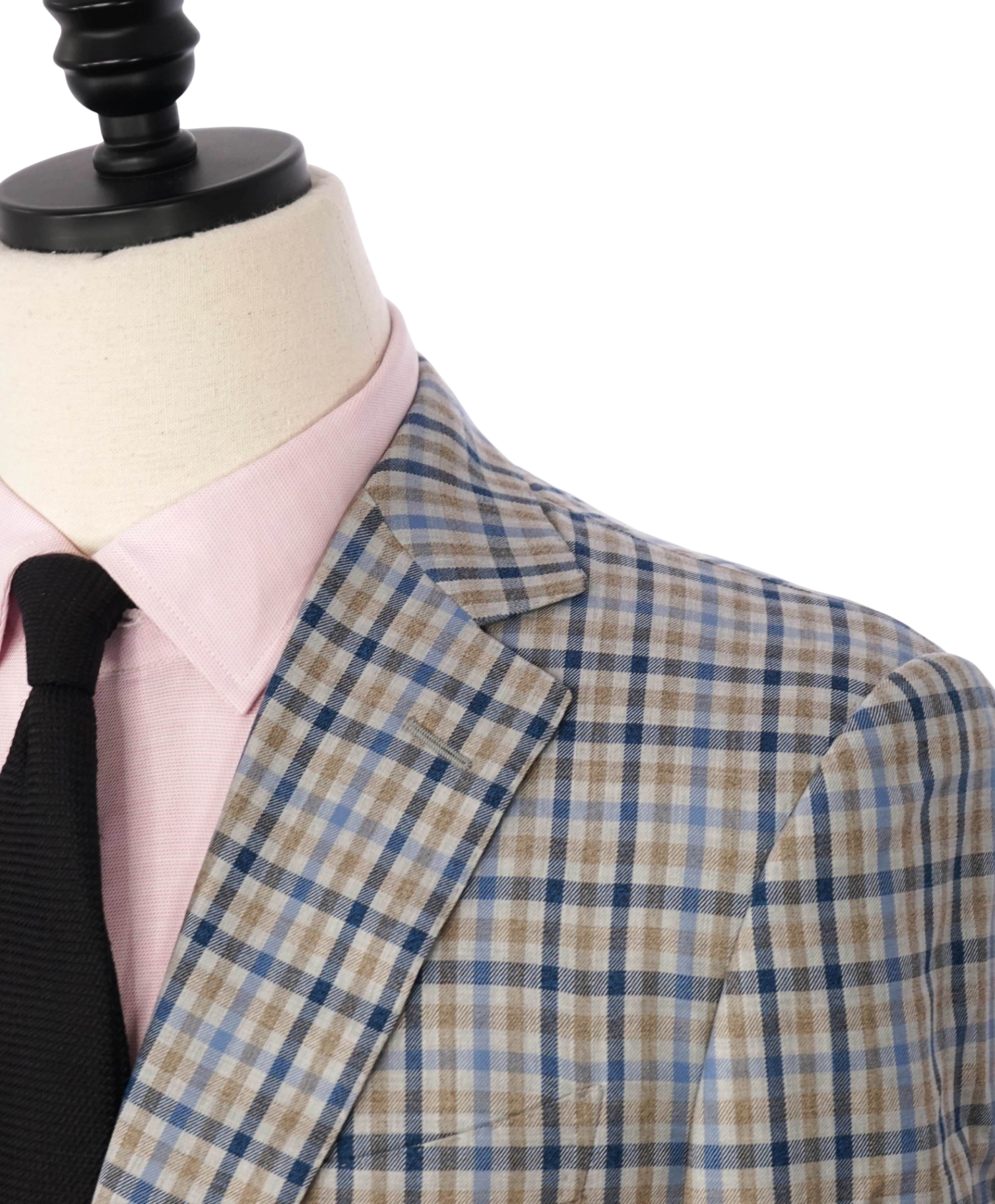 $3,590 ZEGNA - Blue/Beige Plaid Wool Blazer - 40R