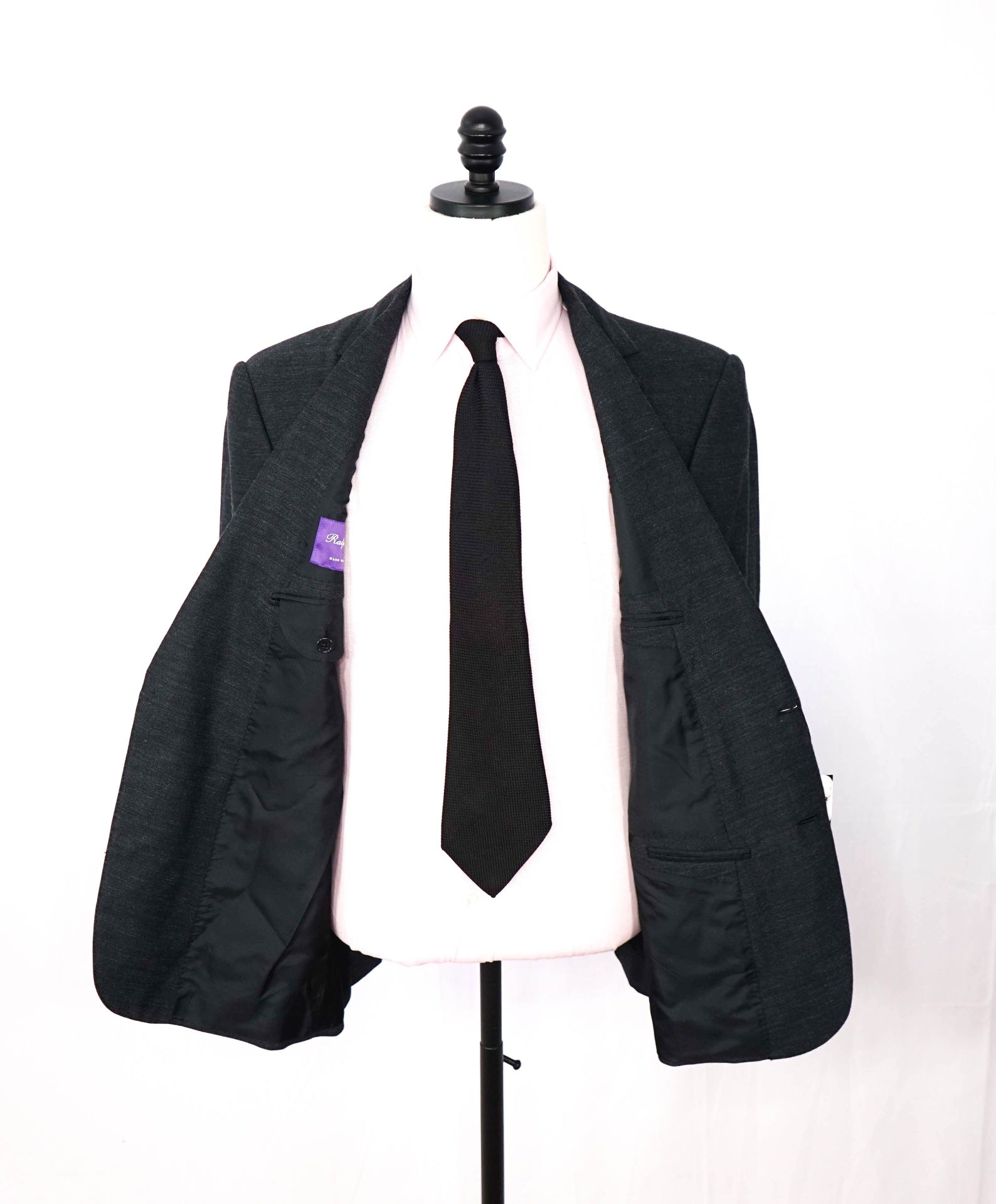 RALPH LAUREN PURPLE LABEL - Dark Gray Wool/Silk/Linen - 42R