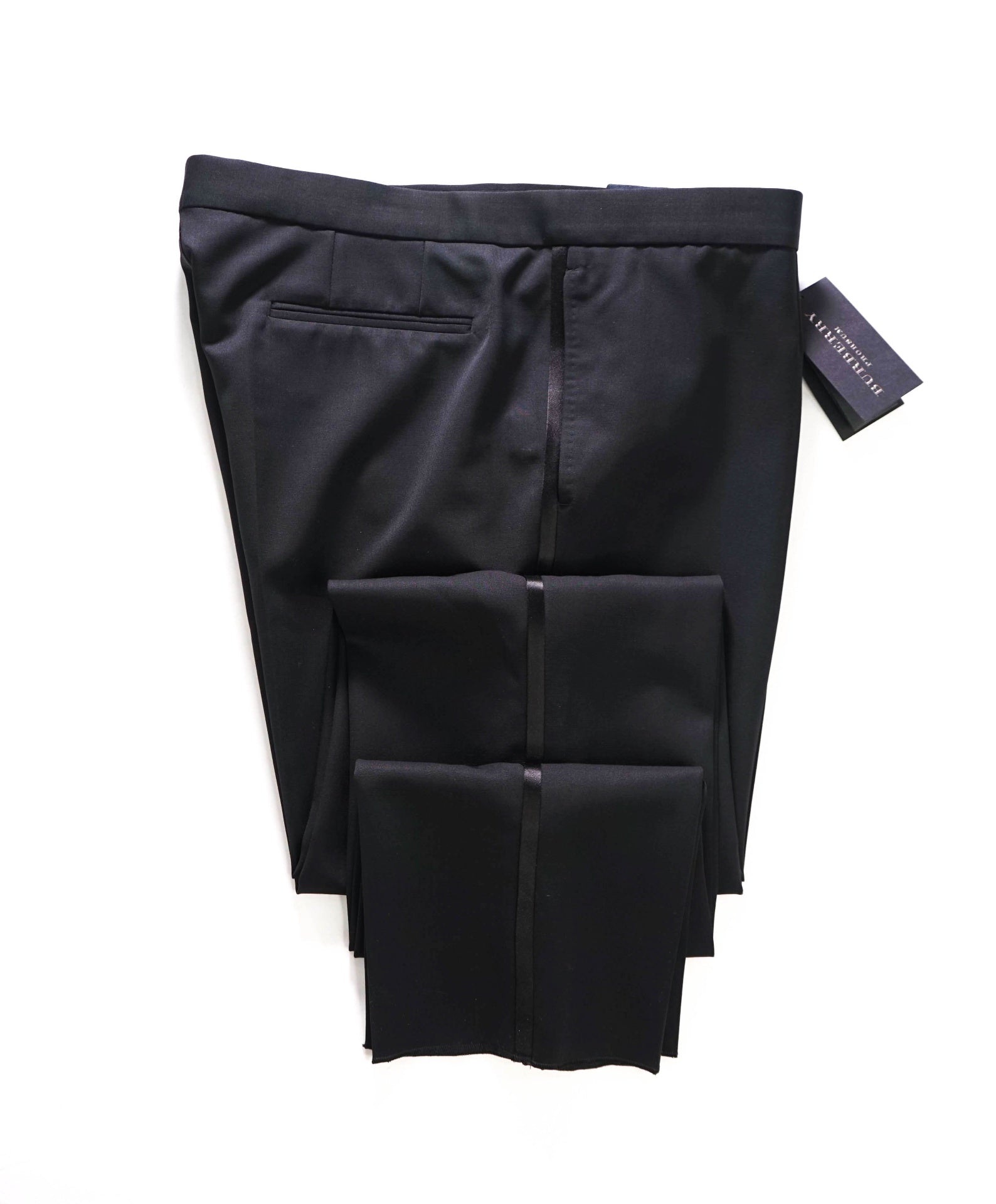 $750 BURBERRY LONDON - Black Wool Tuxedo Pants - 39W