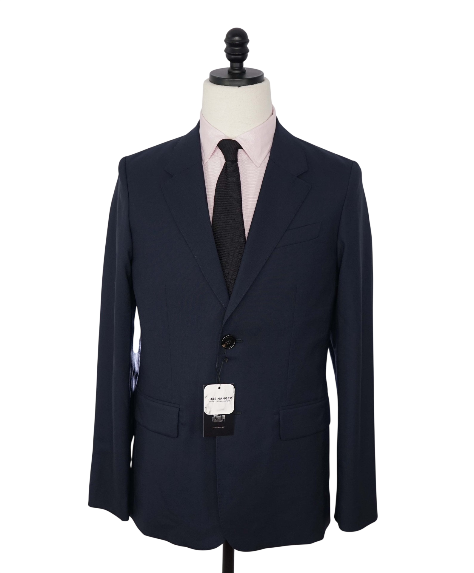 $1,020 AMI - Navy Blue Wool Blazer - 46