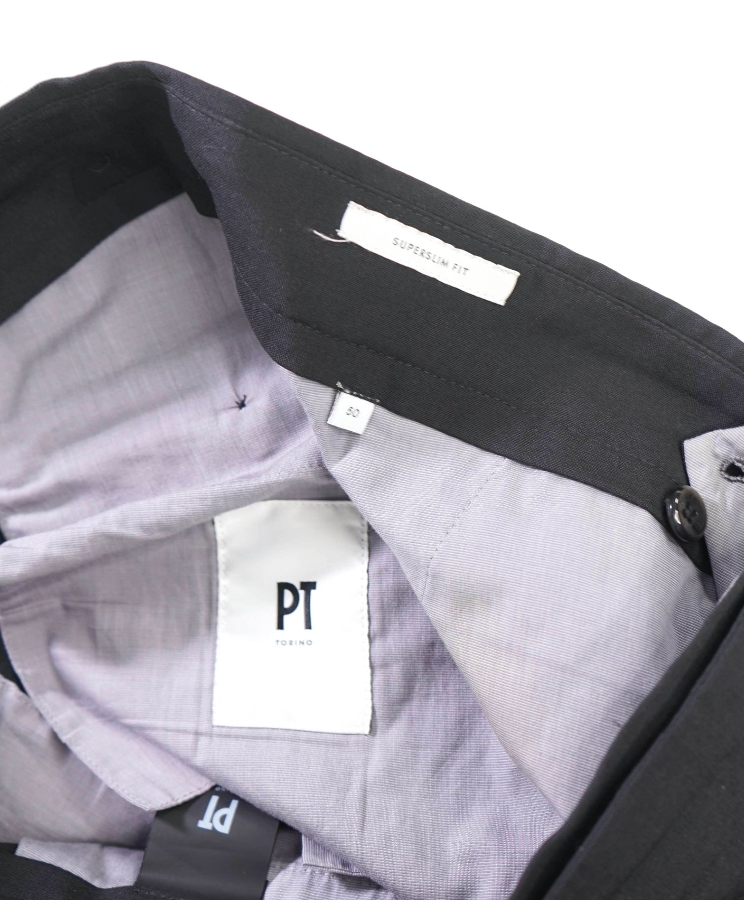 $550 PT TORINO - Solid Black Stretch Wool Pants - 36W