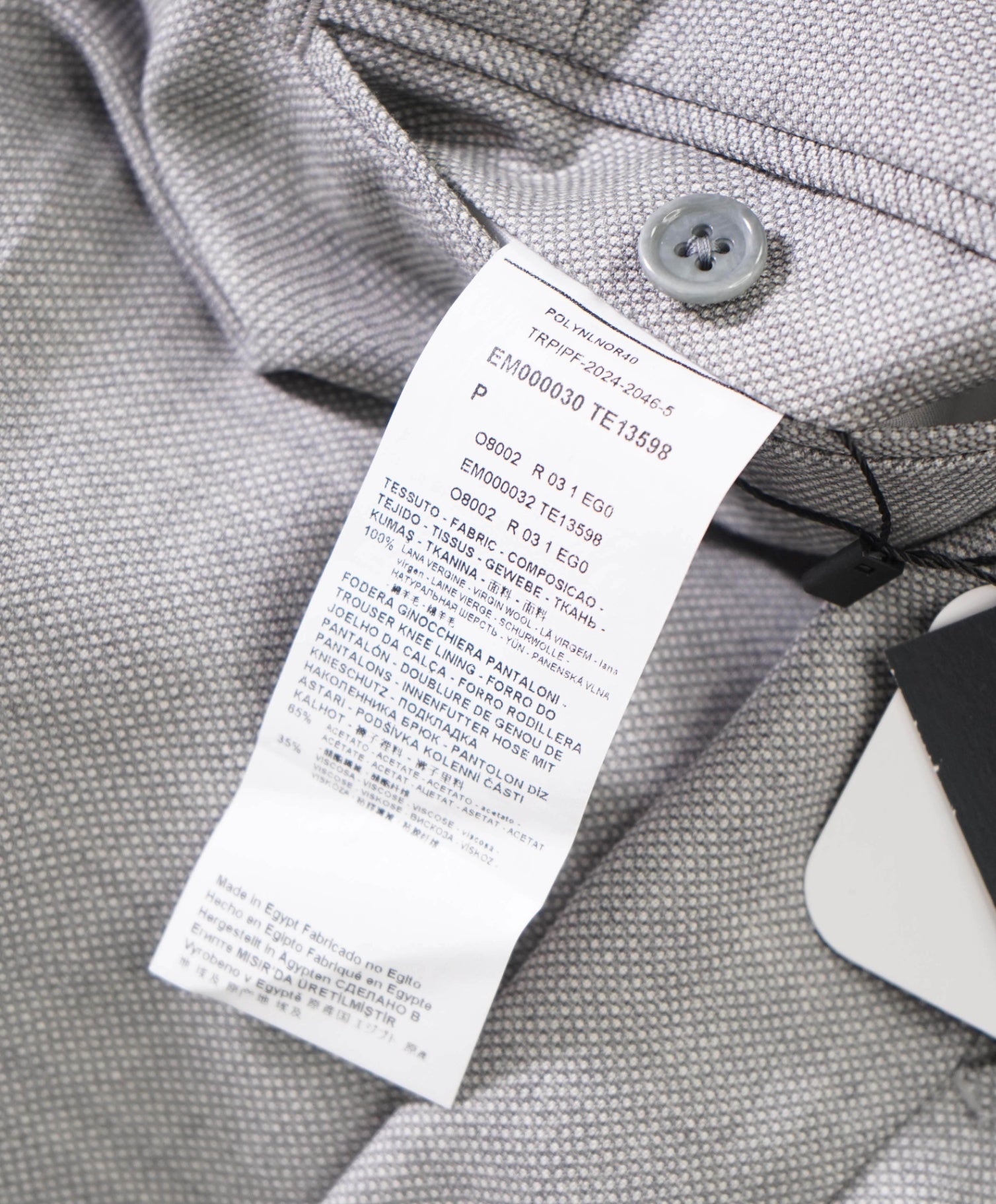 $495 EMPORIO ARMANI - Light Gray Birdseye Wool Pants - 37W