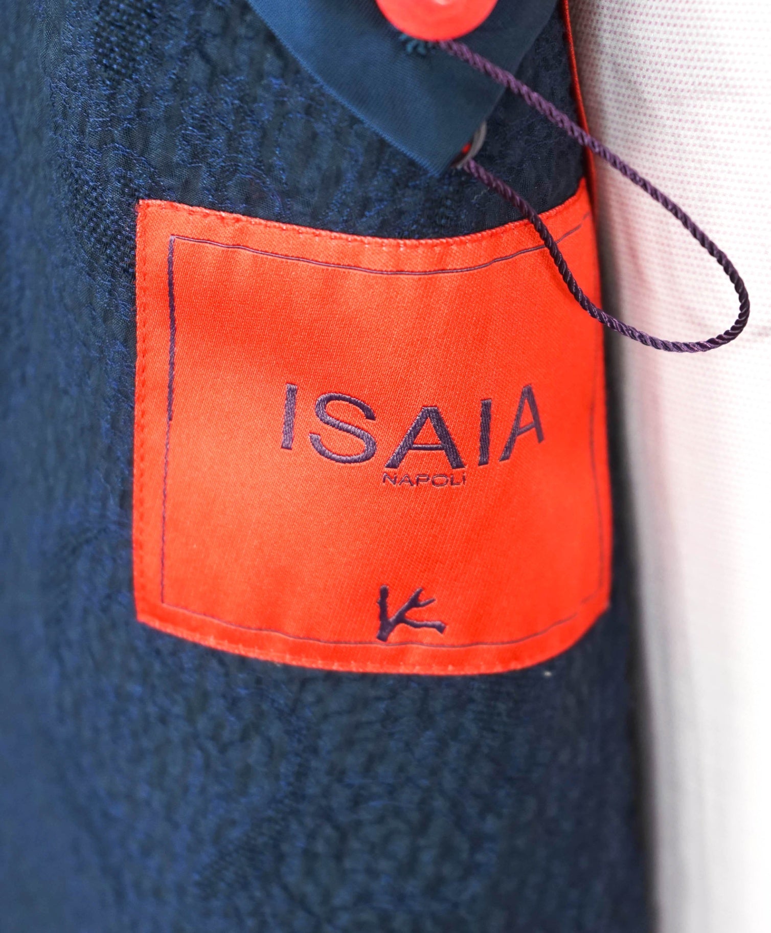 $3,000 ISAIA - Navy Blue Floral Seersucker Sport Jacket - 50R US