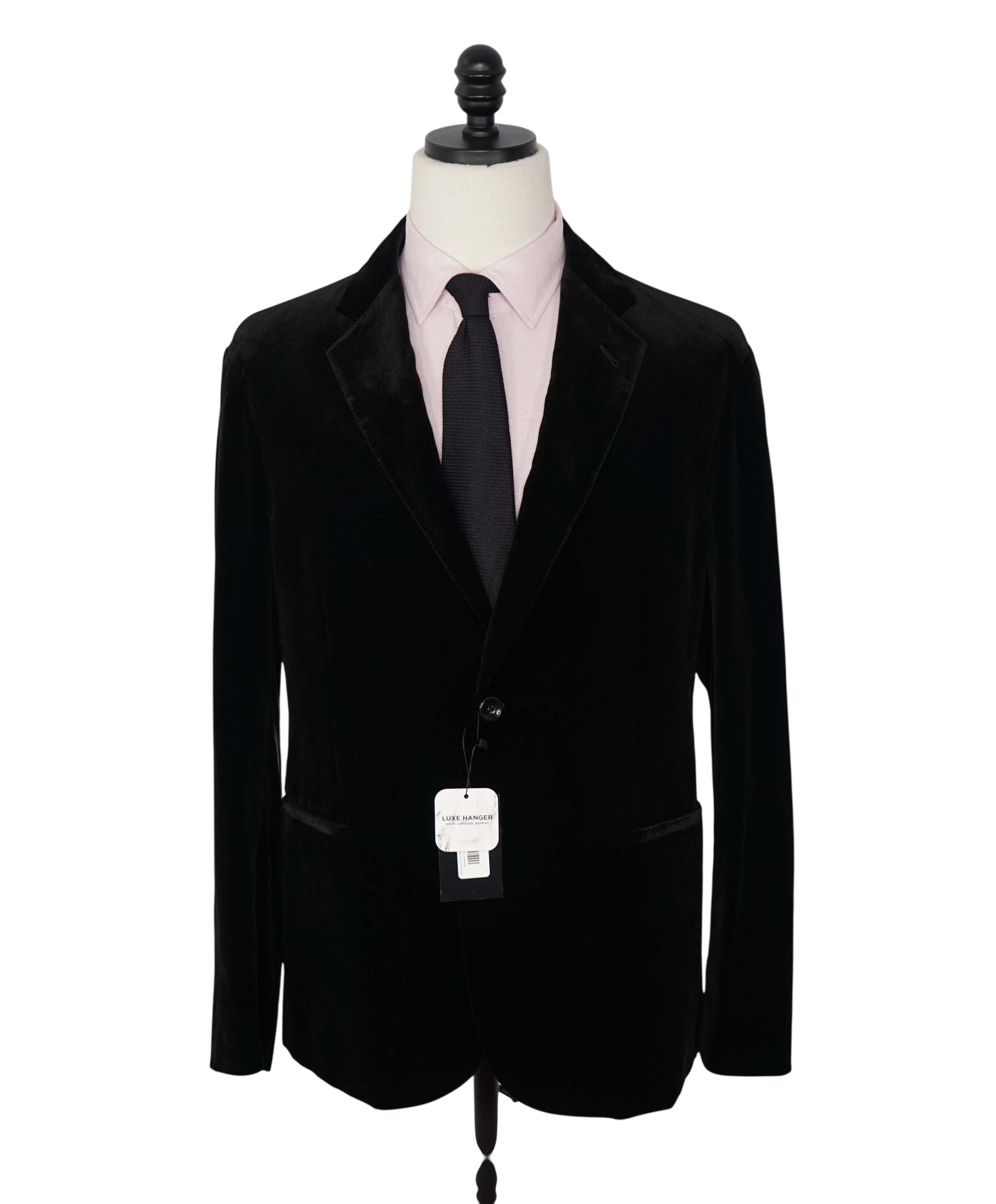 $2,995 GIORGIO ARMANI - Velvet Black Geometric Blazer - 42R