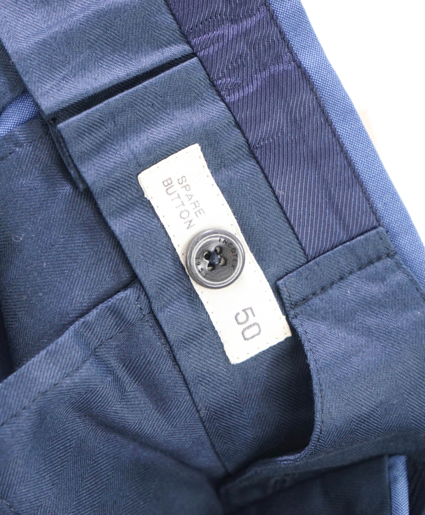$455 INCOTEX - Solid Blue Wool "TRENTA" Pants - 34W
