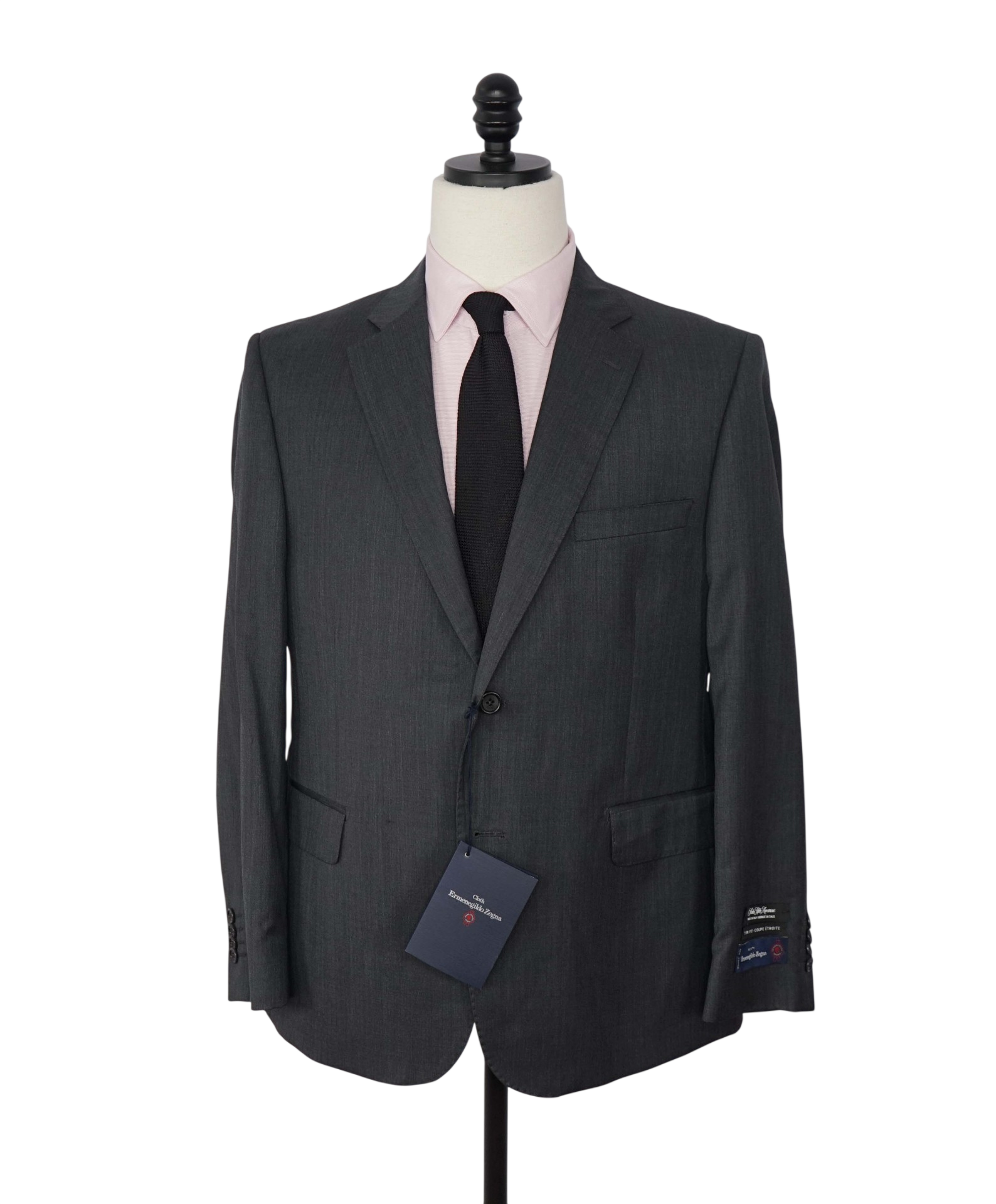 $1,295 ZEGNA For SFA - Solid Gray Wool/Silk Suit - 42S