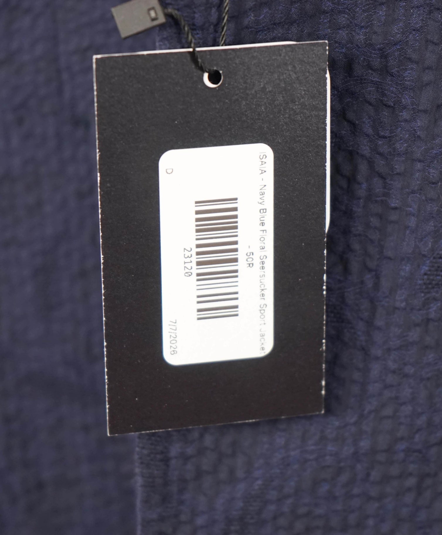 $3,000 ISAIA - Navy Blue Floral Seersucker Sport Jacket - 50R US