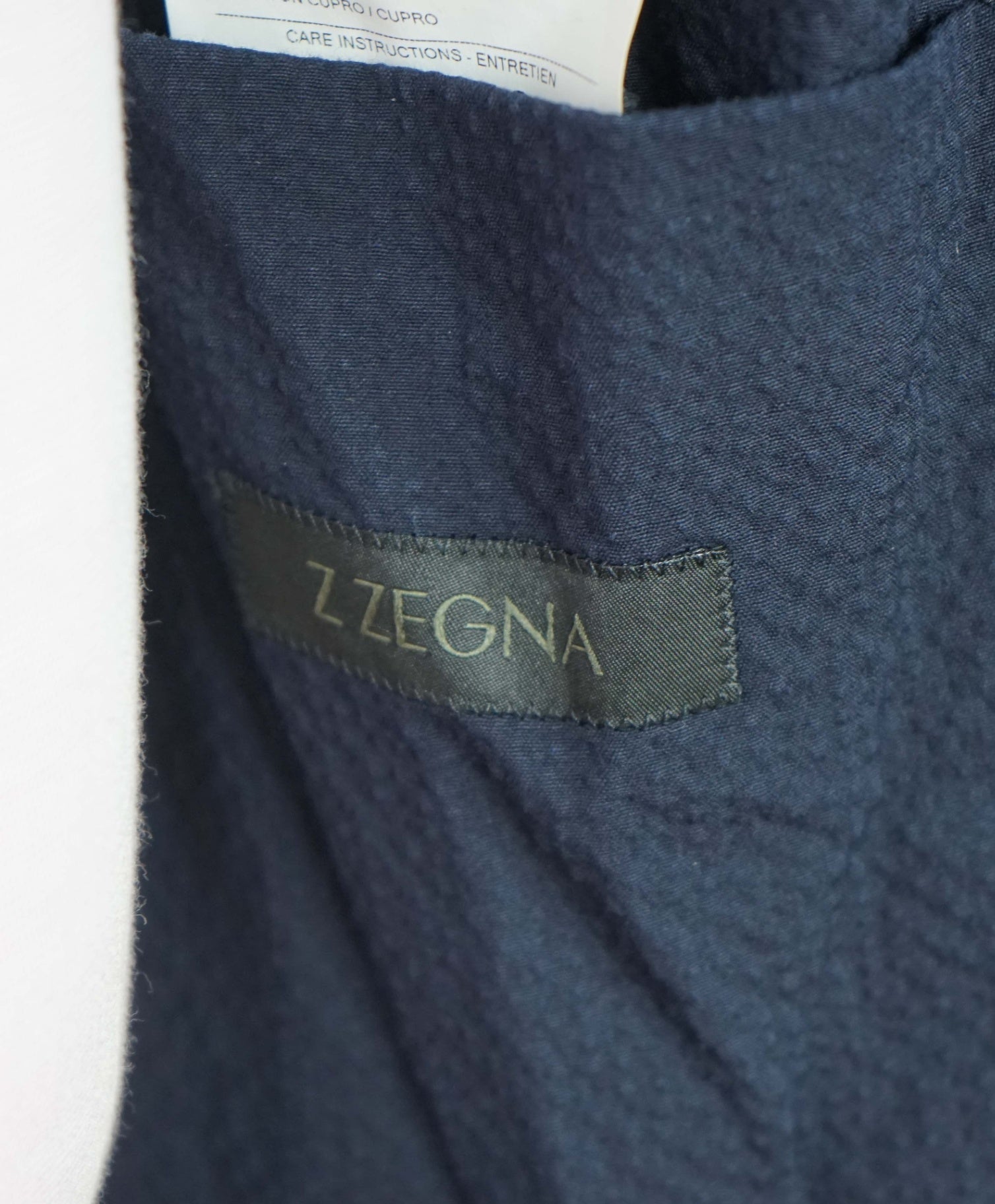 Z ZEGNA - Navy Blue Seersucker Sport Jacket - 42R (Fits 40R)