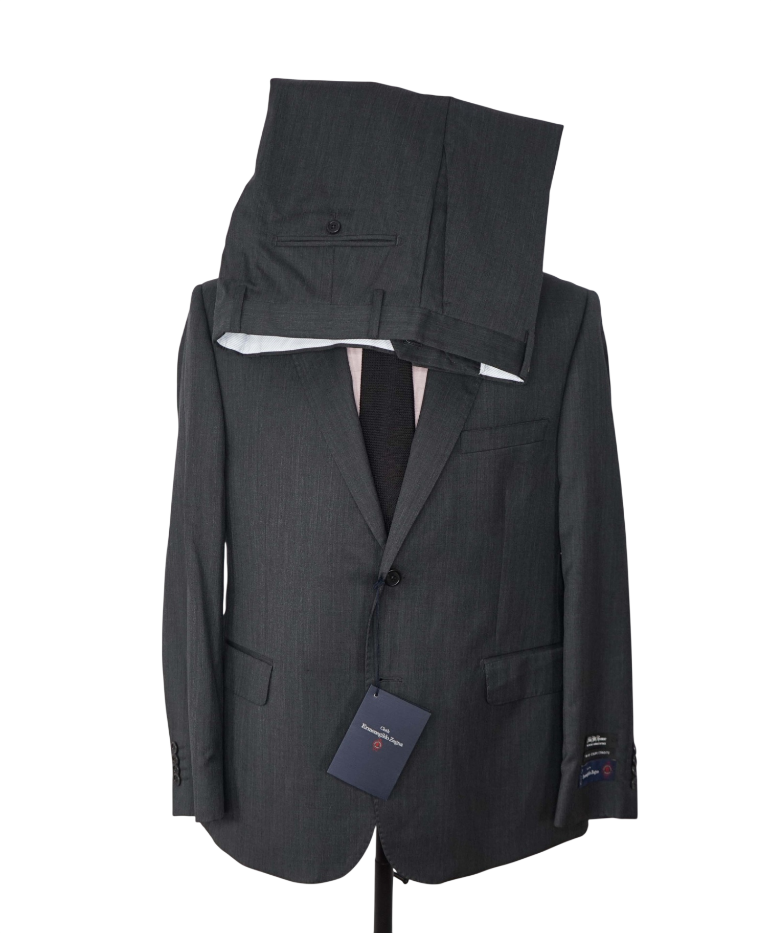 $1,295 ZEGNA For SFA - Solid Gray Wool/Silk Suit - 42S