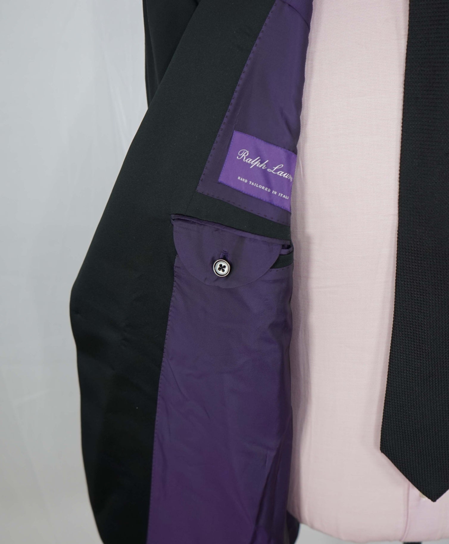 $3,295 RALPH LAUREN PURPLE LABEL - Black Wool Peak Lapel 1-Btn Dinner Jacket - 46R