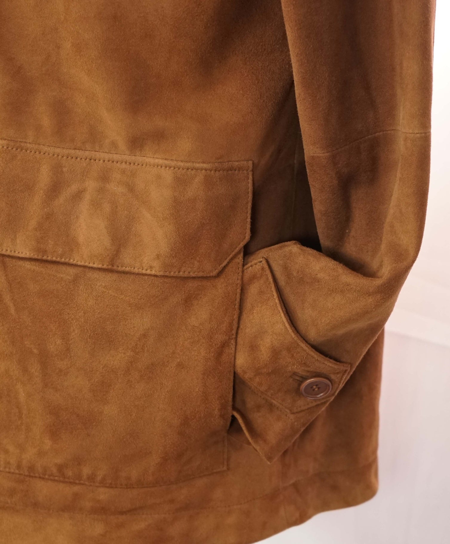 $900 GRANT THOMAS - Chestnut Brown Suede Jacket - 40R