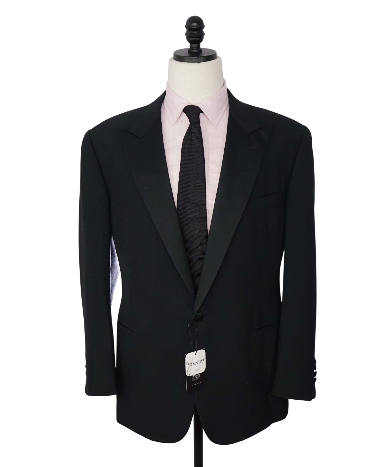 $3,295 RALPH LAUREN PURPLE LABEL - Black Wool Peak Lapel 1-Btn Dinner Jacket - 46R