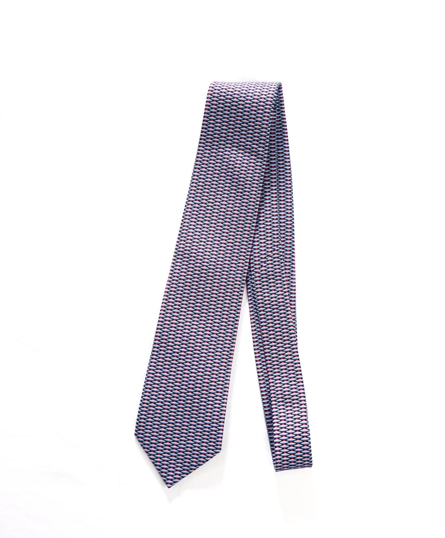$300 HERMES - Navy UFO Print Silk - 3.25" Tie