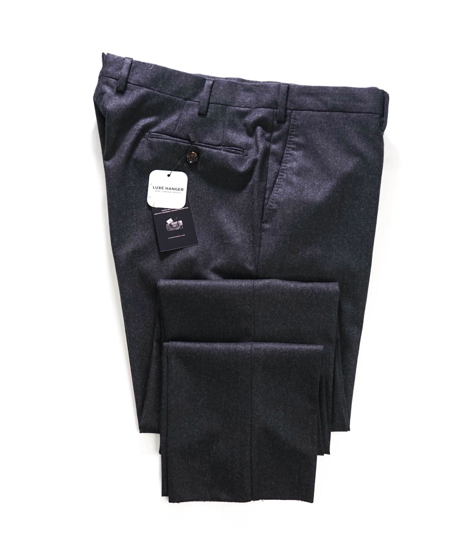 $680 DOMENICO VACCA - Dark Gray Flannel Wool Pants - 38W