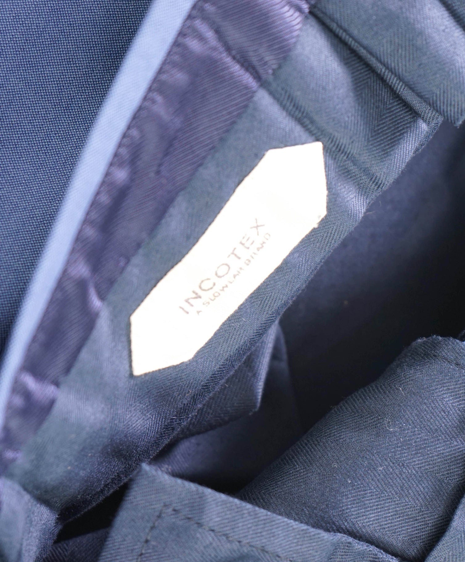 $455 INCOTEX - Solid Blue Wool "TRENTA" Pants - 34W