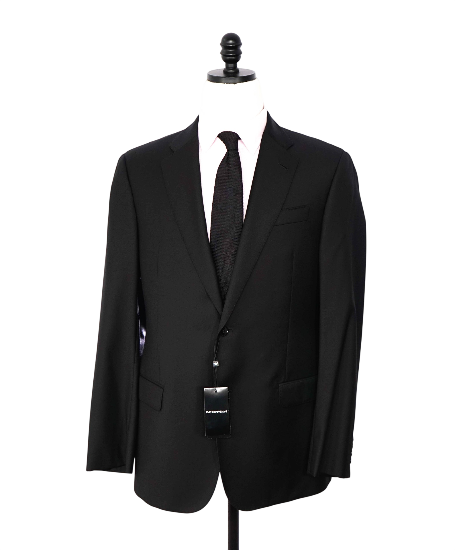 $1,495 EMPORIO ARMANI - Solid Black 130's Wool Blazer - 40R