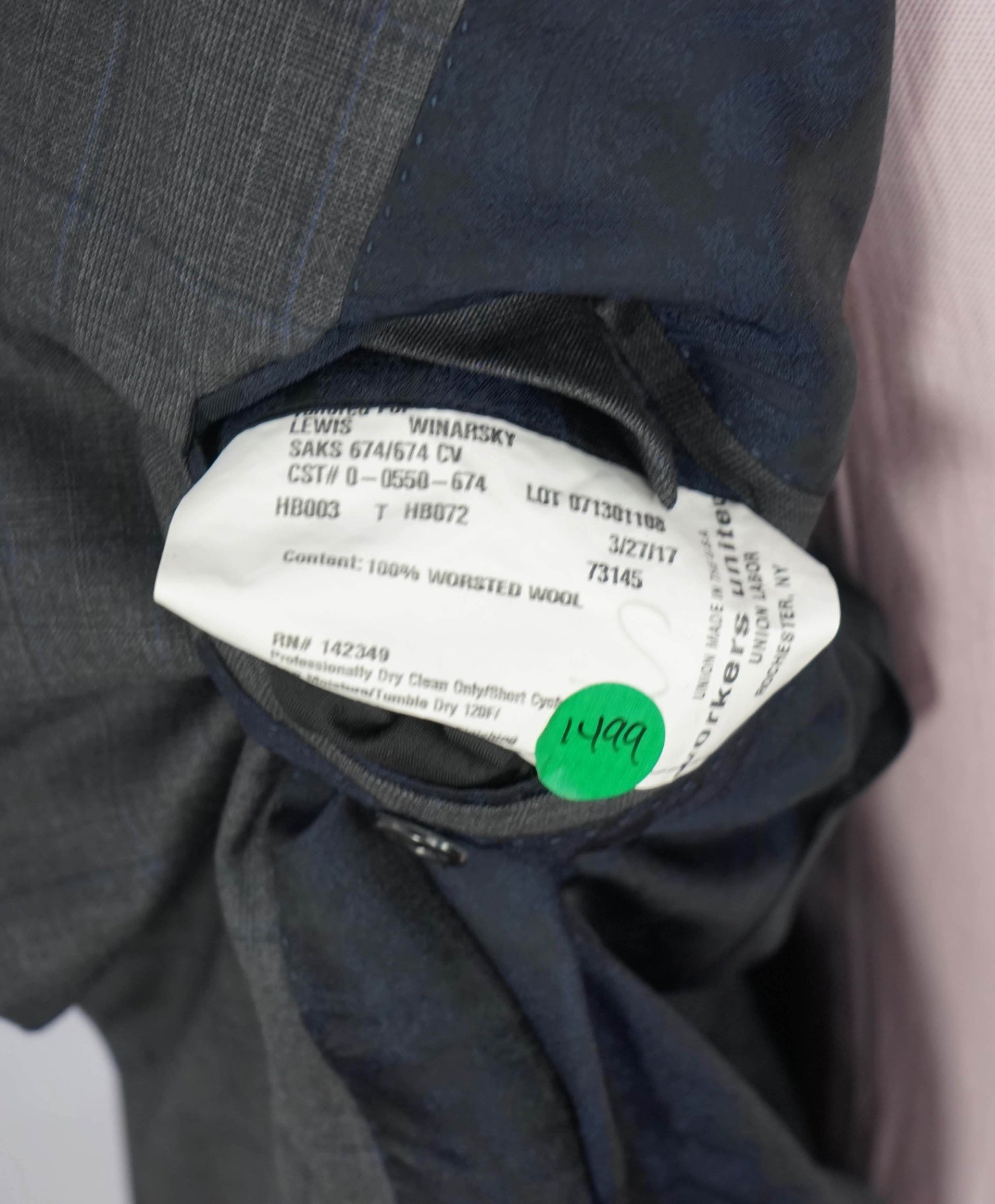 $1,695 LORO PIANA For HICKEY FREEMAN-Gray Plaid Wool Suit- 46R