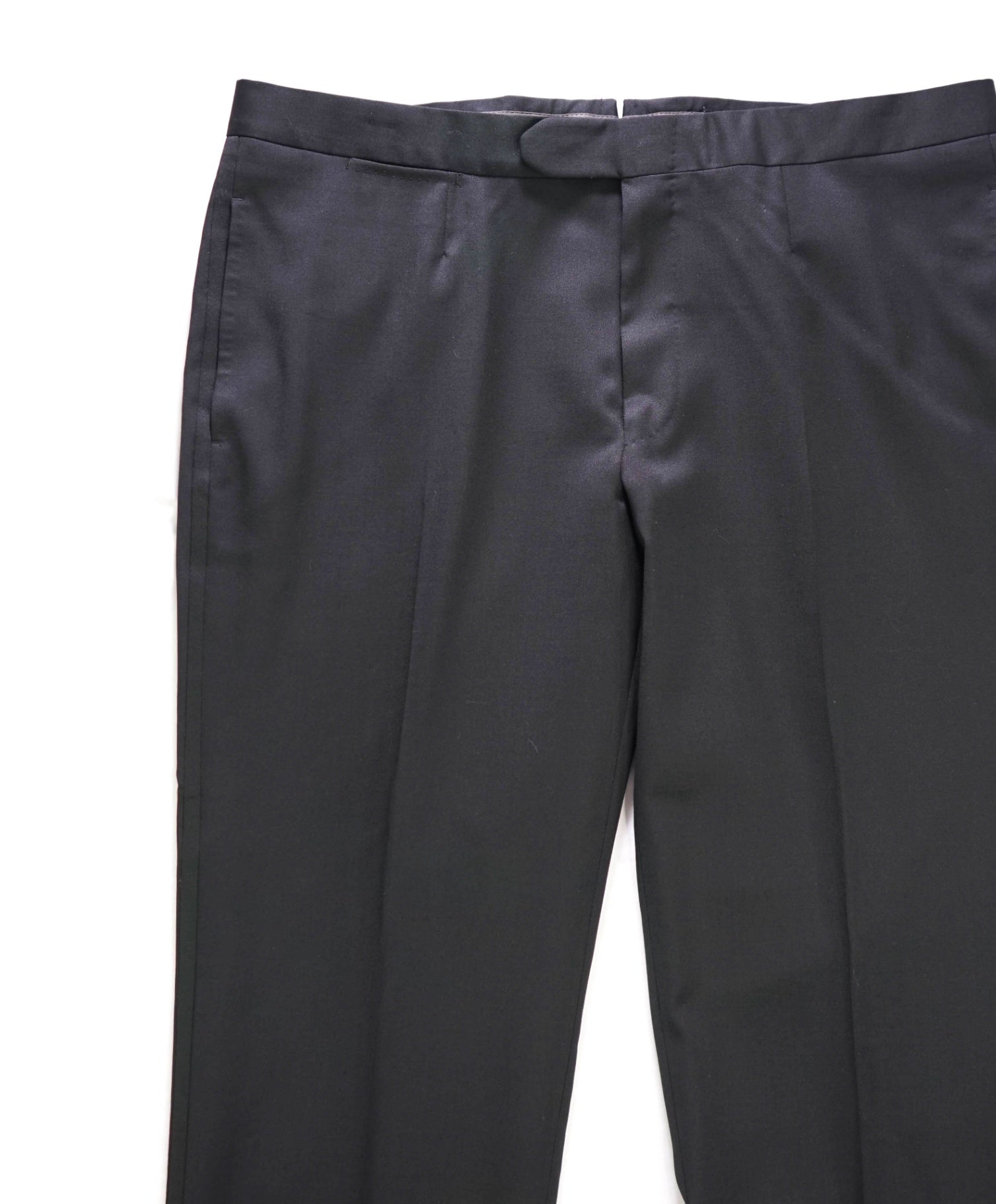 $870 ZEGNA - Black Wool Tuxedo Pants - 39W