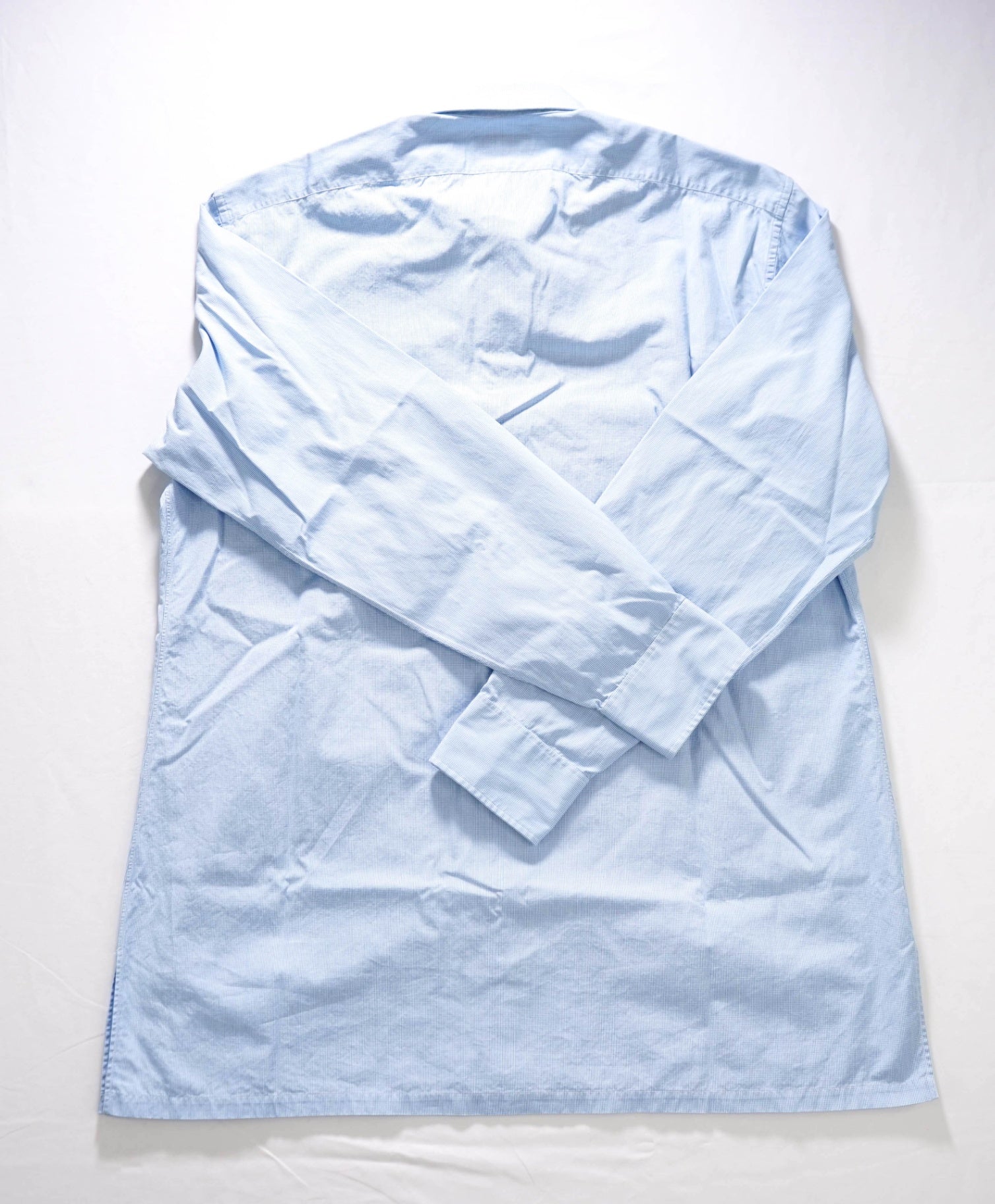 $765 CHARVET - Light Blue Micro Check Cotton Shirt - 16.5