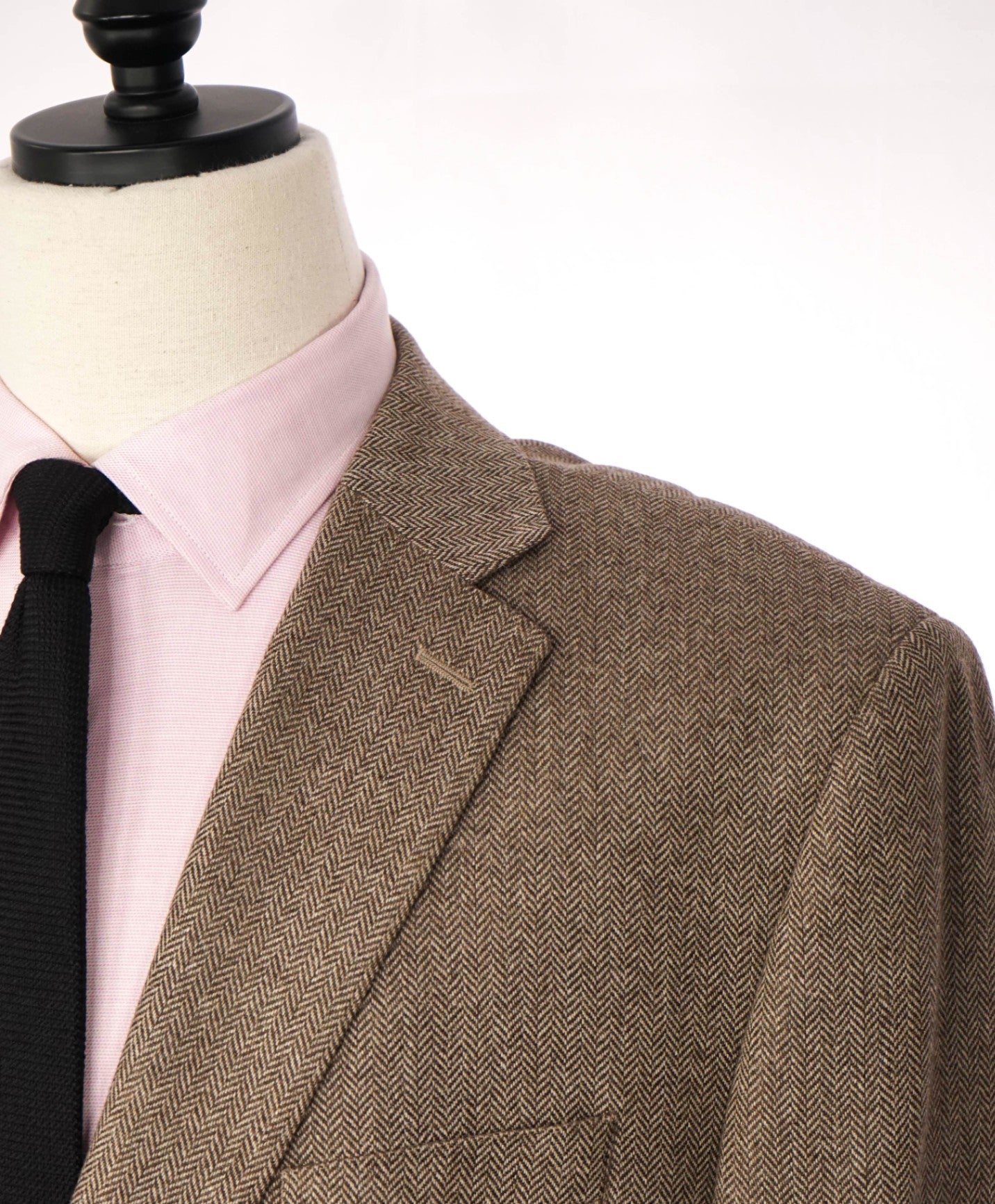 $1,295 SAKS 5TH AVE - Brown Herringbone Cashmere Blazer - 50R