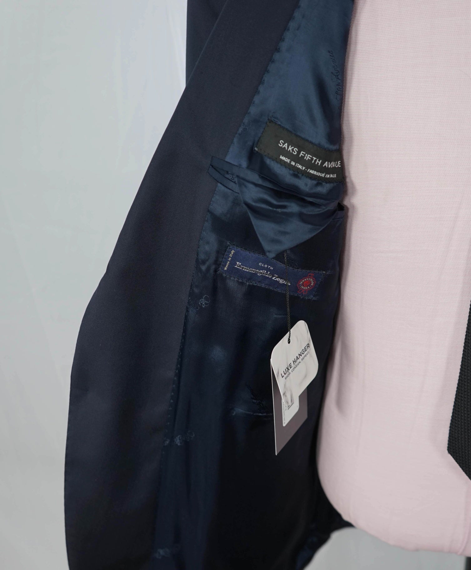$1,295 ZEGNA For SFA - Navy Blue Wool/Silk Suit - 46R